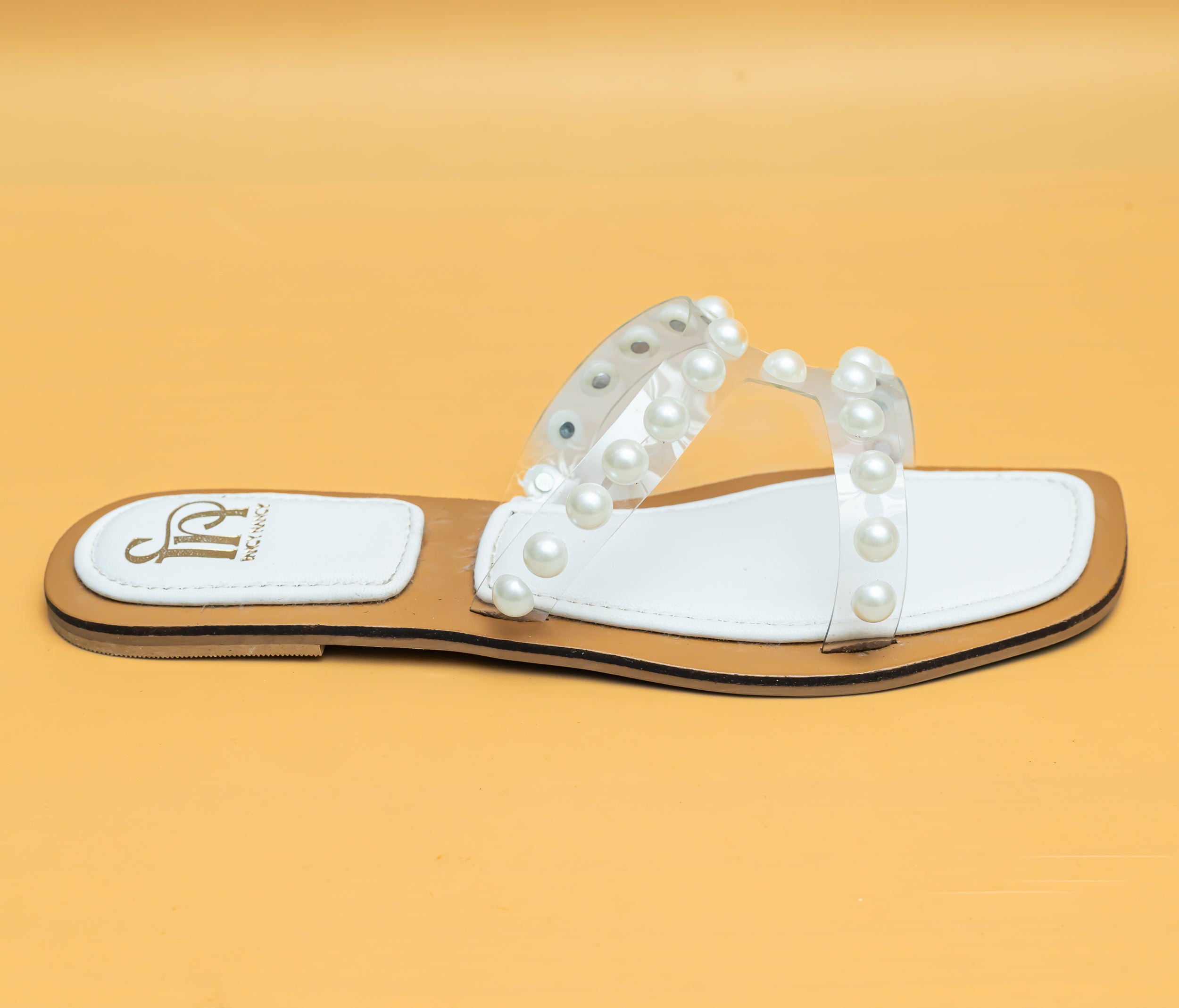 Pearl Strap Flats - White