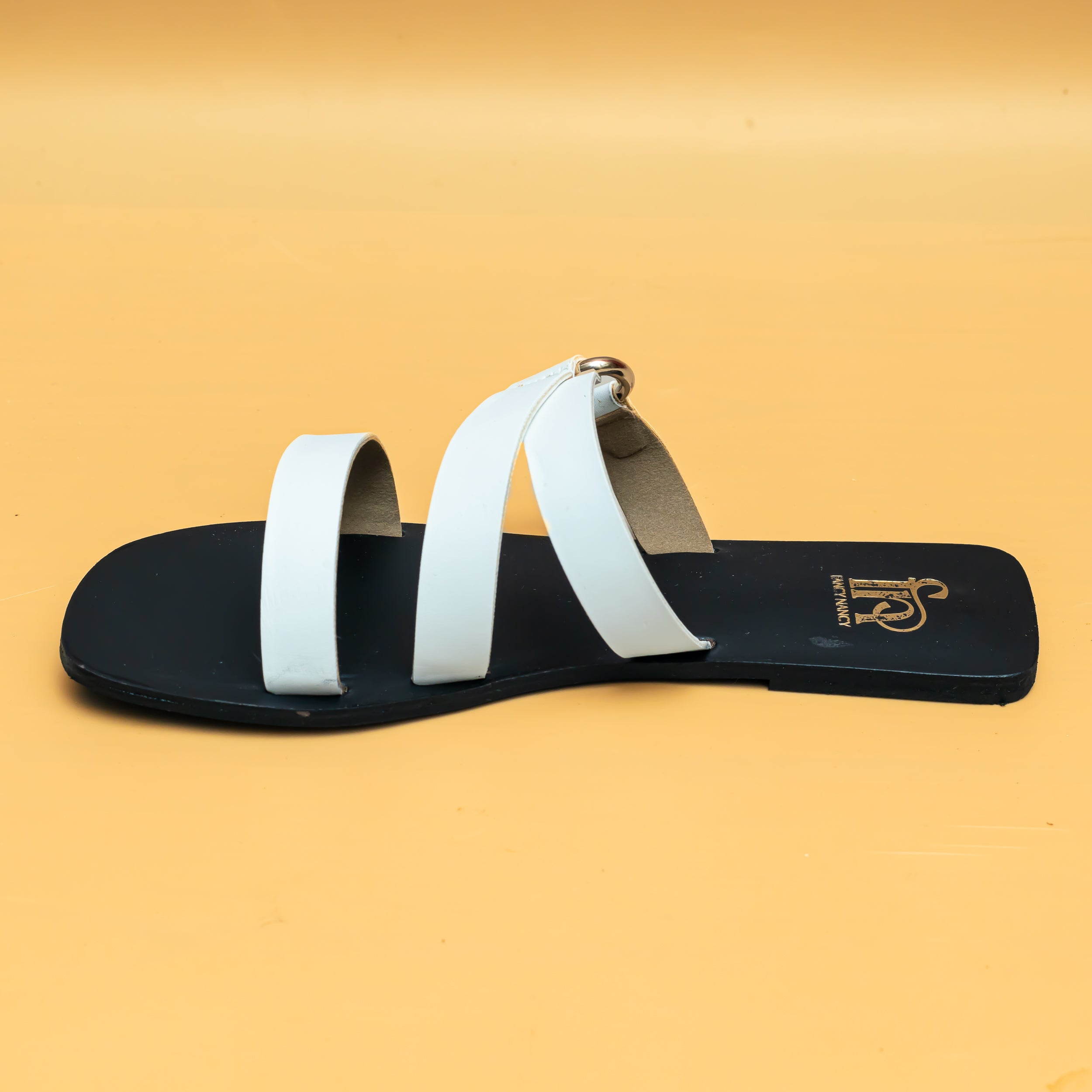 Twin Buckle Strap Flats - White