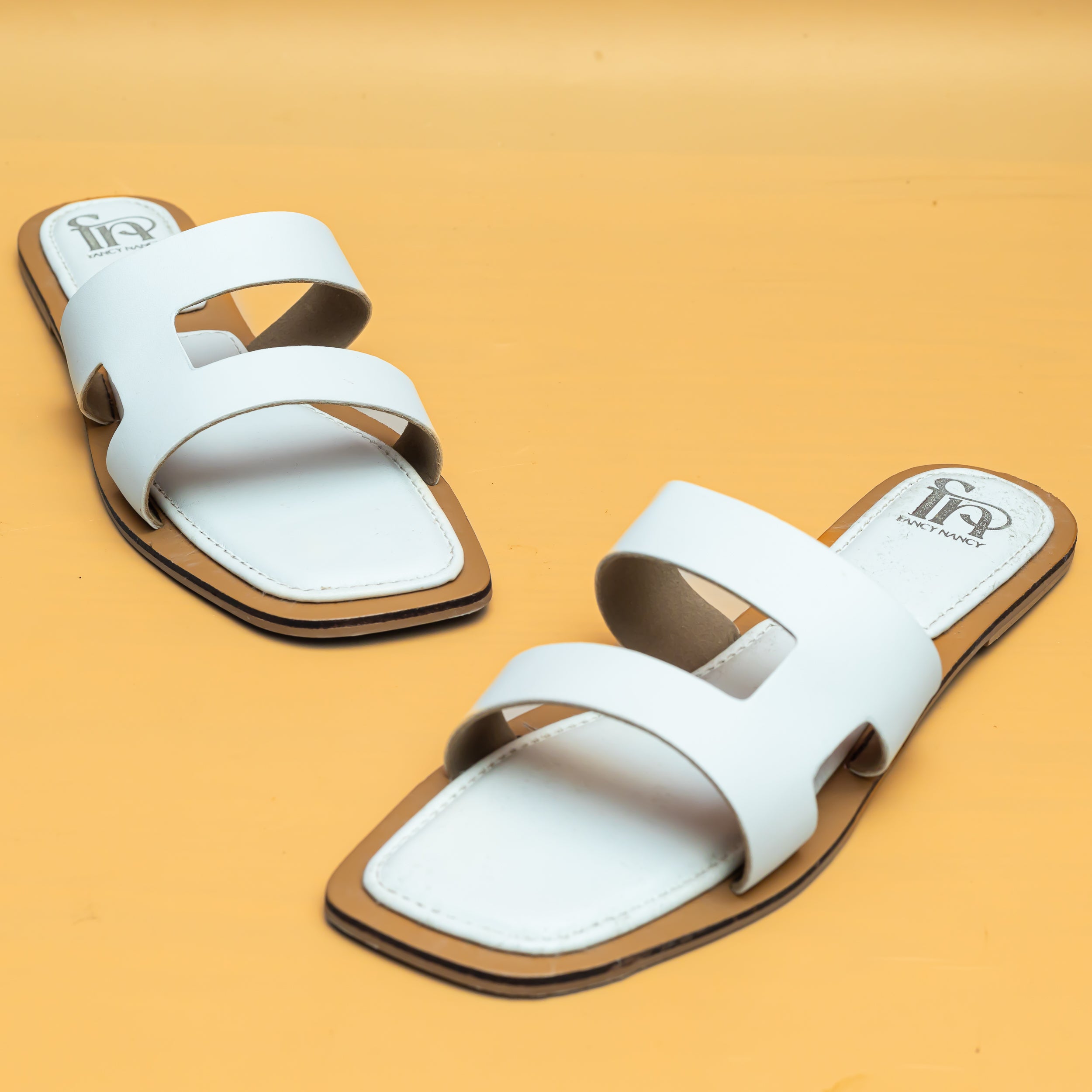 Double Strap Flats - White