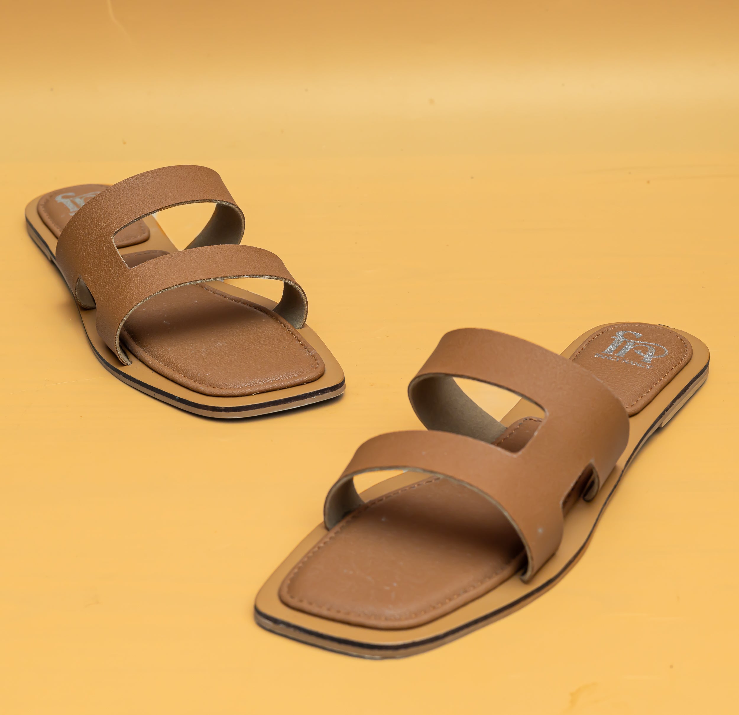 Double Strap Flats - Tan