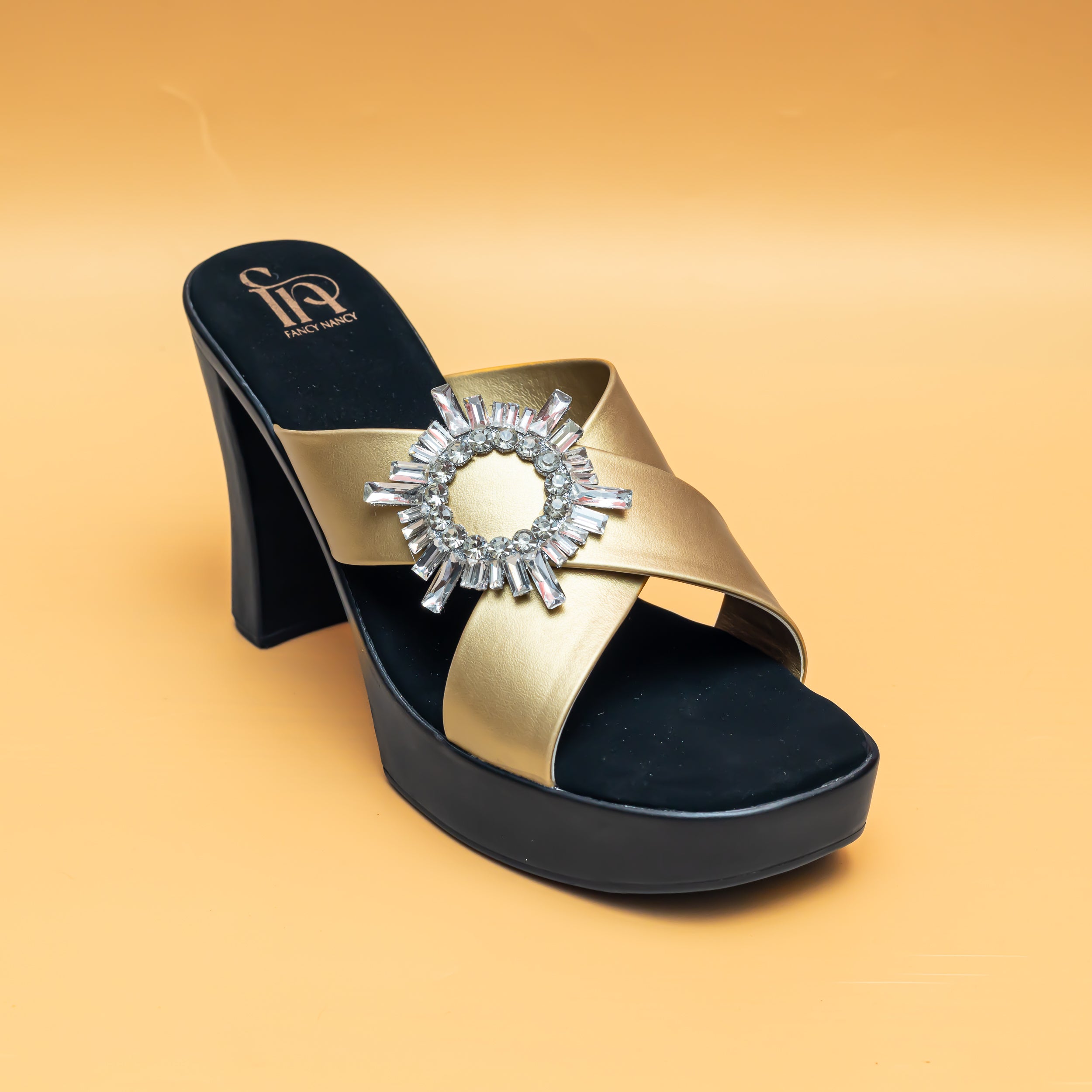 Rhinestone Broach Platforms - Gold