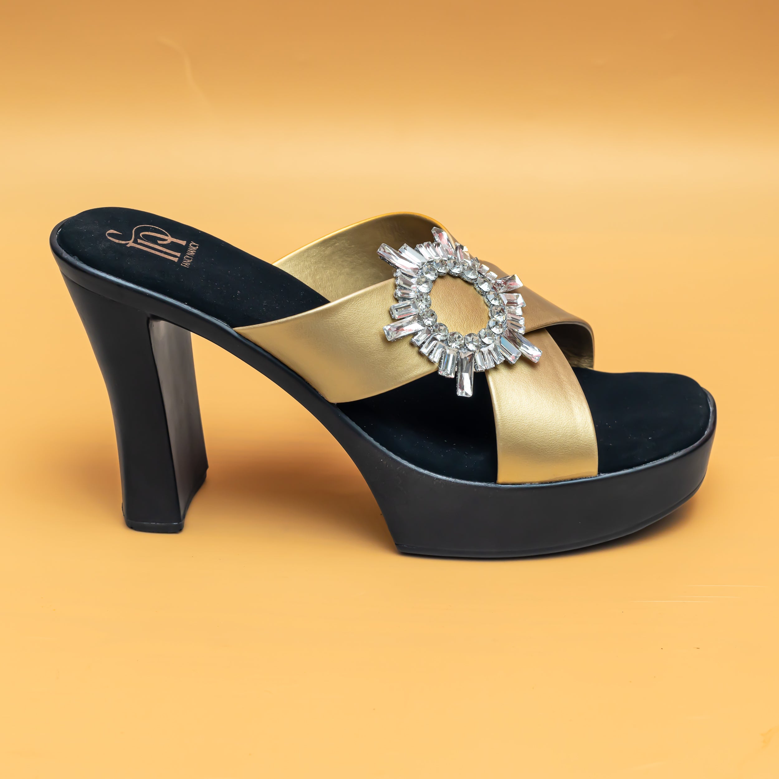 Rhinestone Broach Platforms - Gold