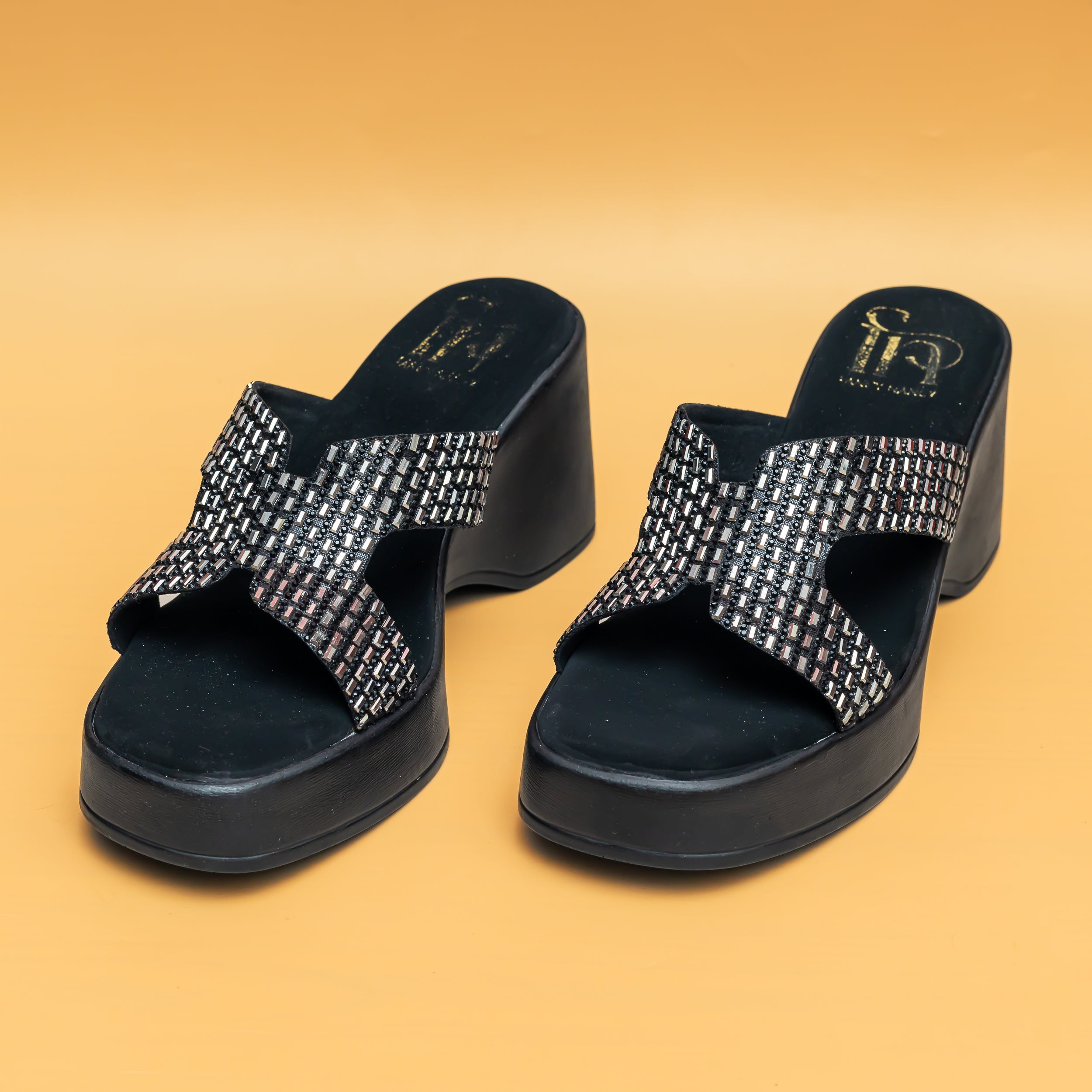 Baguette Embellished Platforms - Black