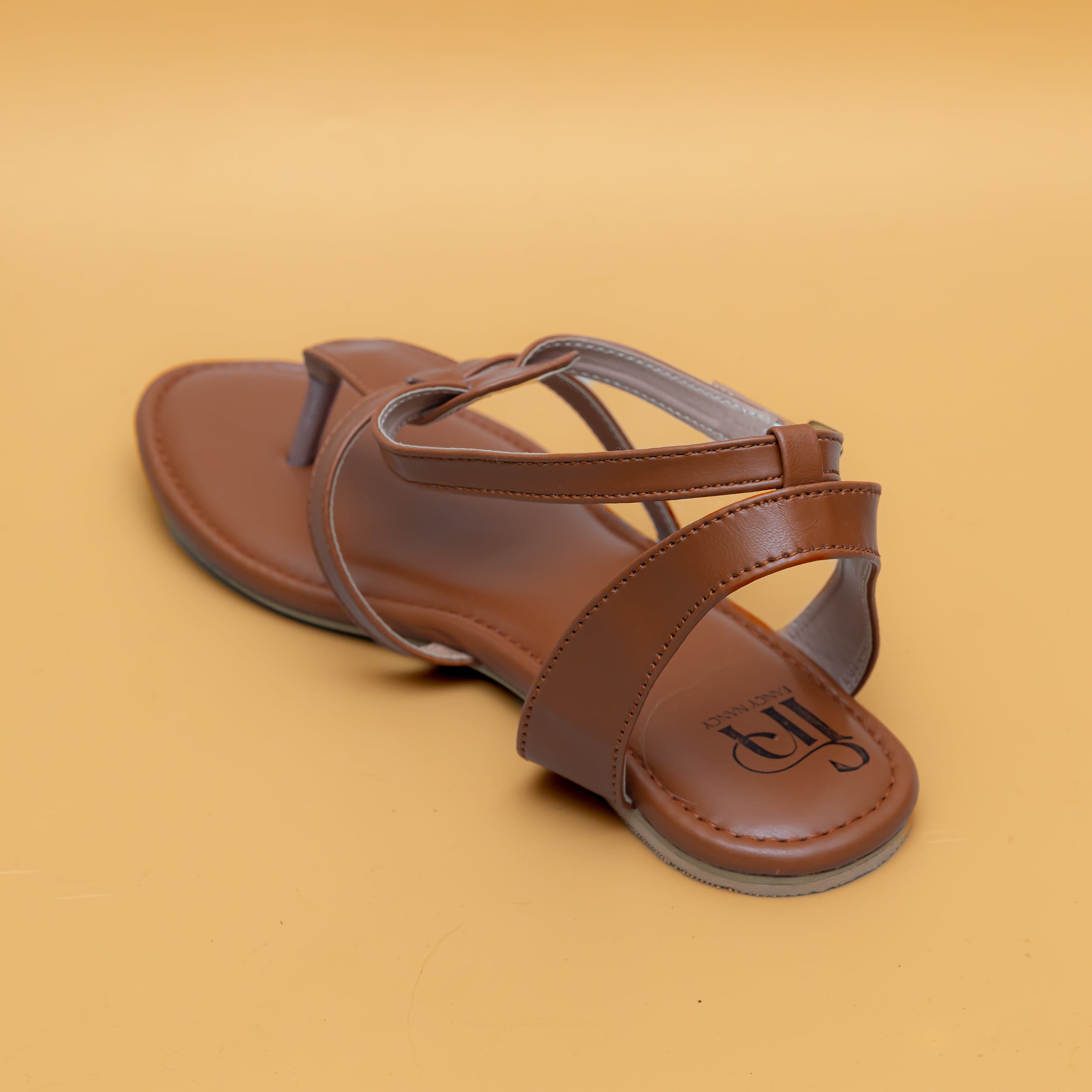 T Strap Buckle Flats-Tan