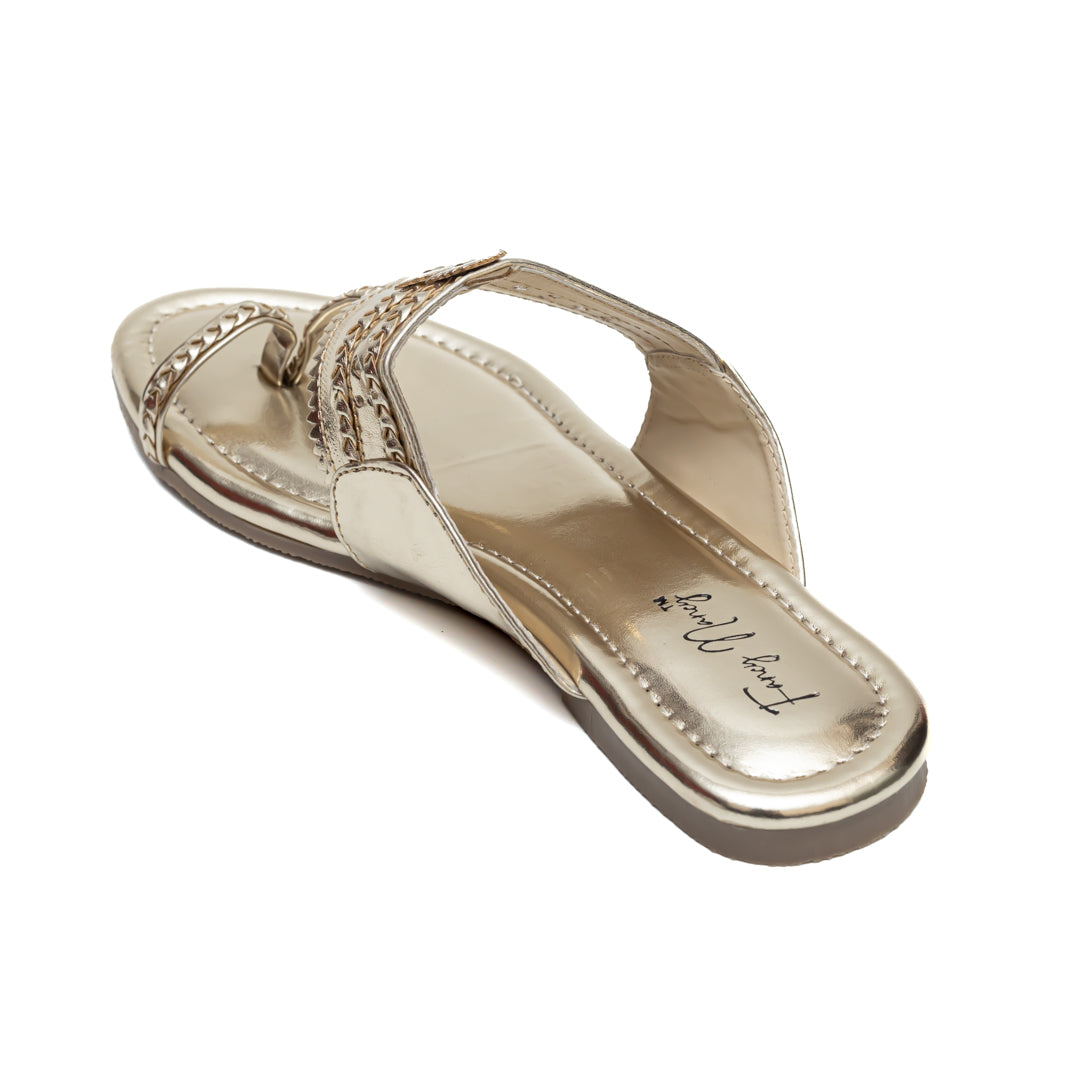 Traditional Kolhapuri Flats - Gold