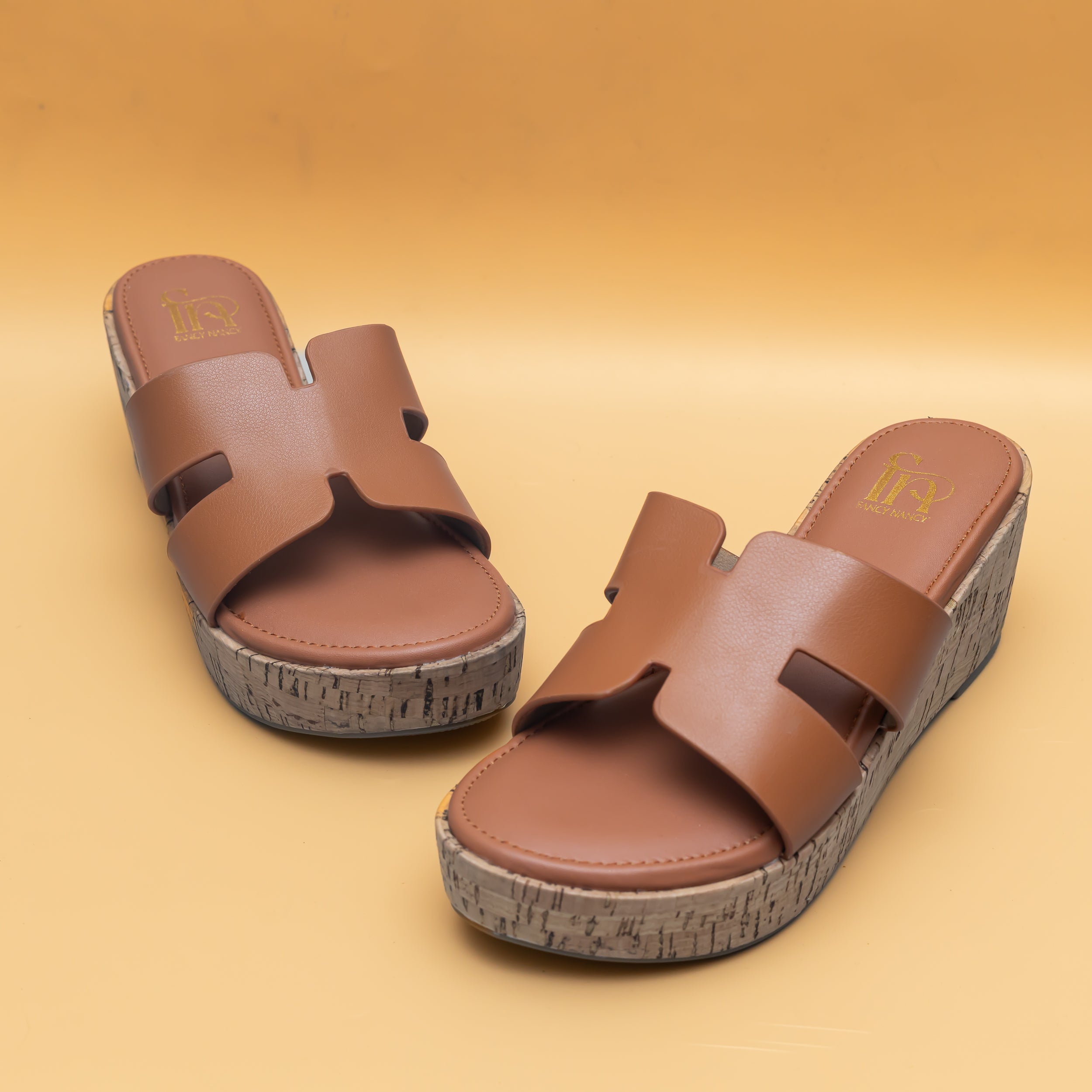 H Cork Wedges - Tan