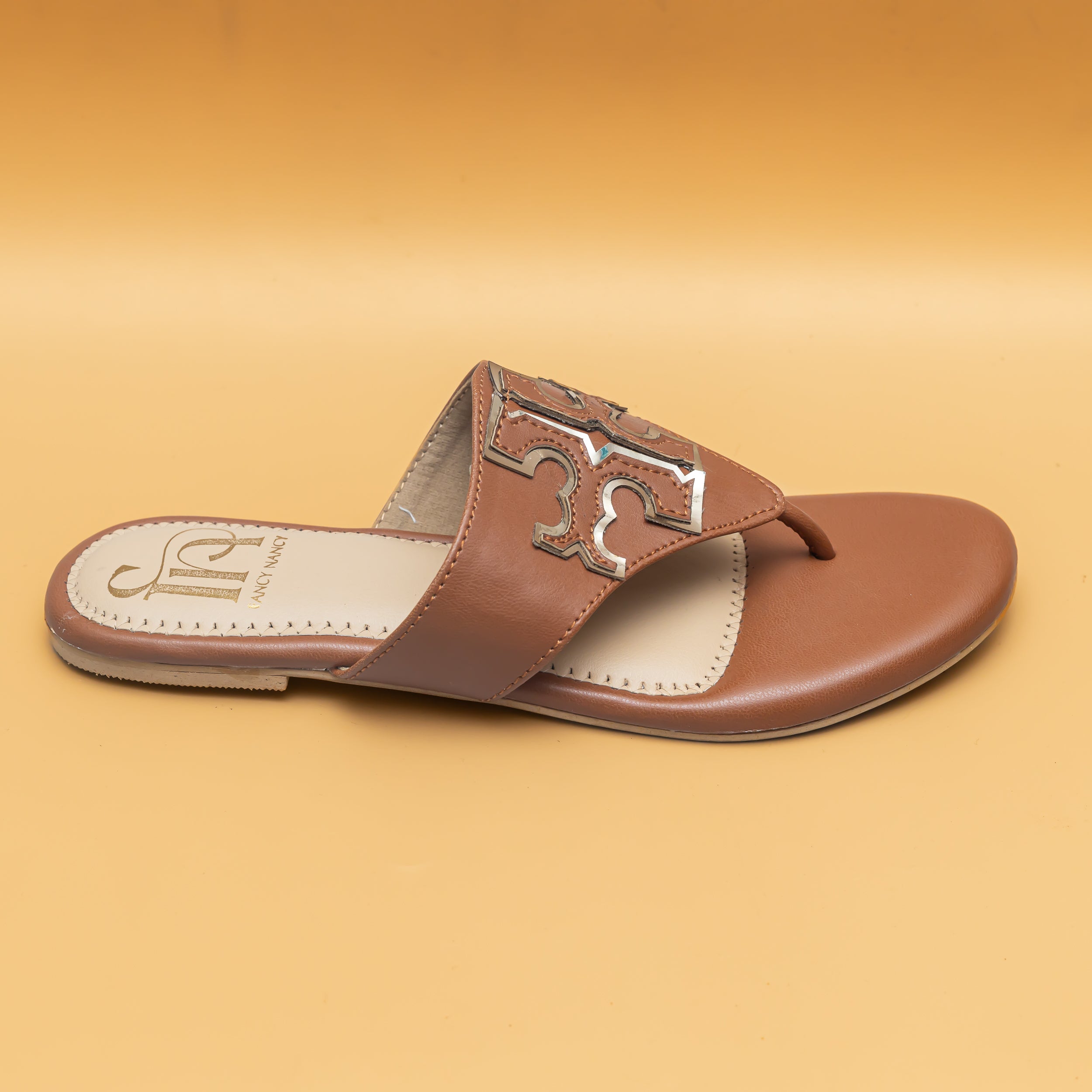 Metallic Detail Flat - Tan