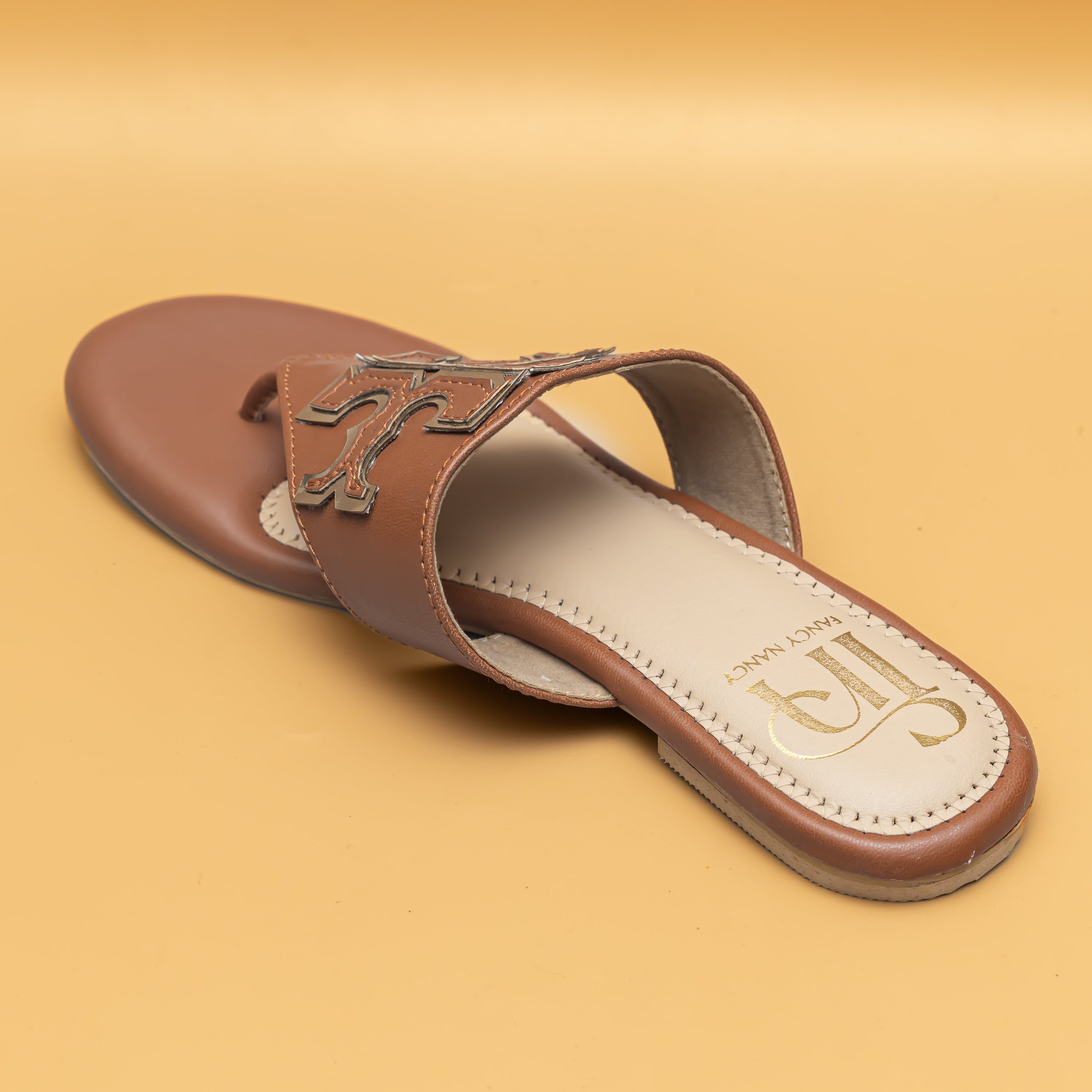 Metallic Detail Flat - Tan