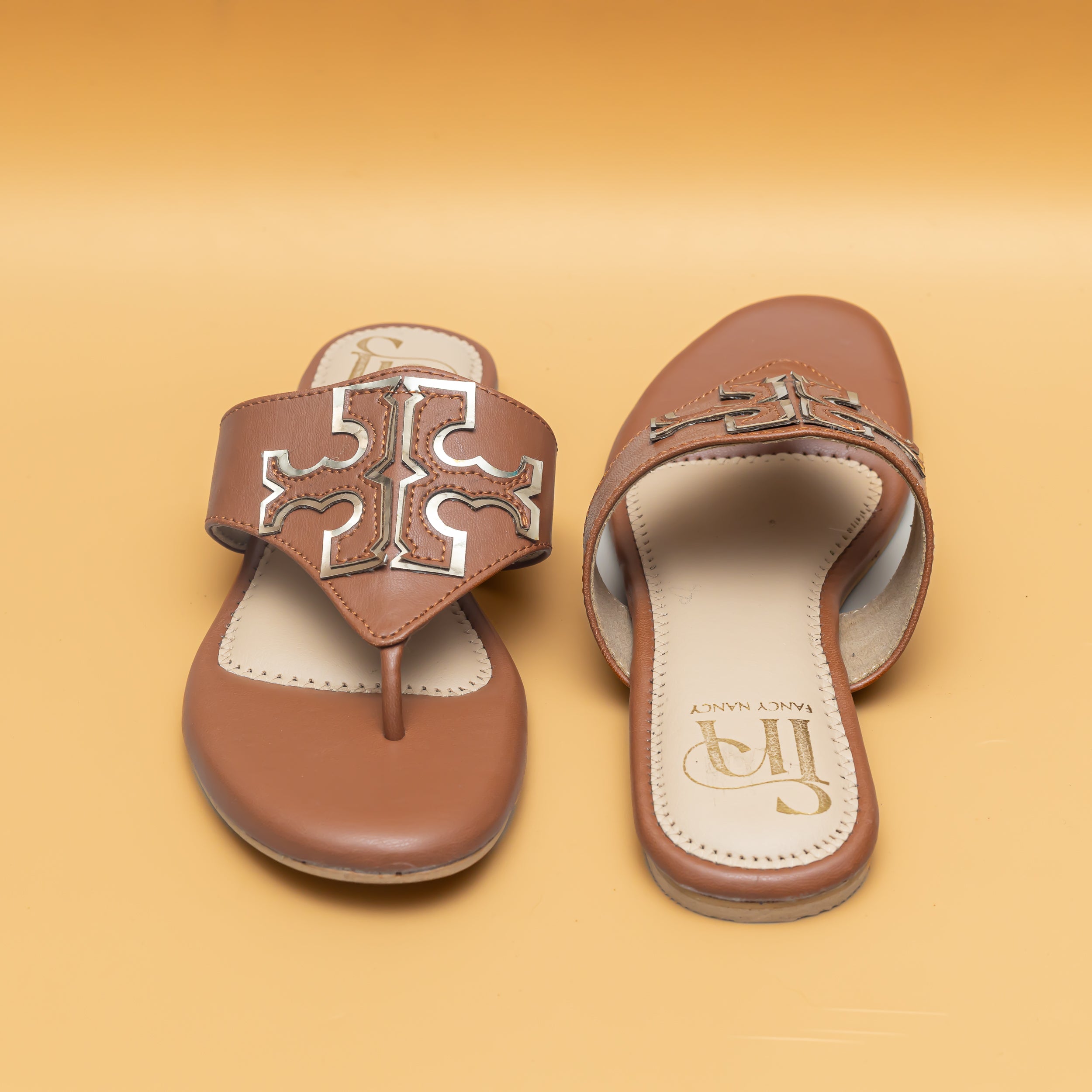 Metallic Detail Flat - Tan