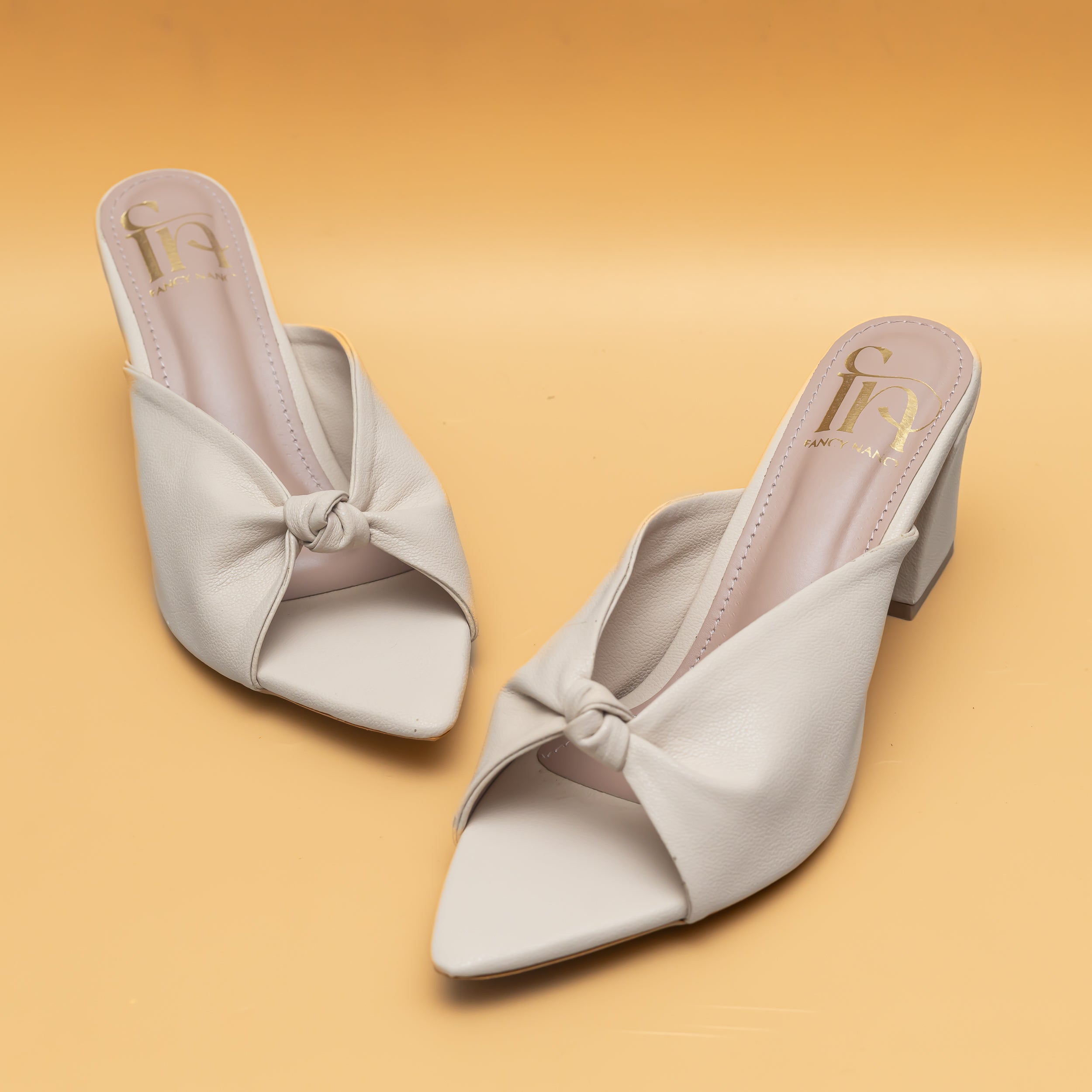 Knotty Heel Mules- Cream