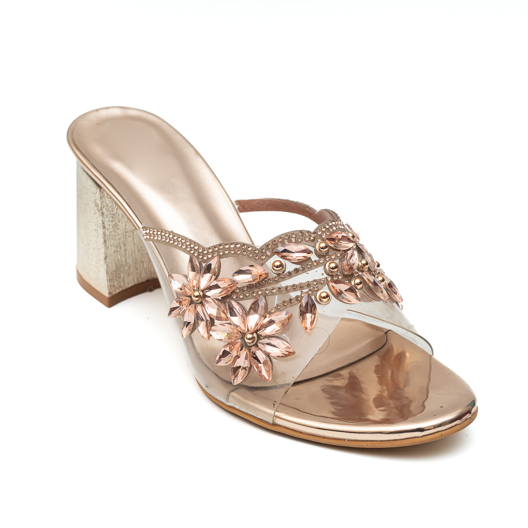 Embellished Embroidered Mules - Rosegold