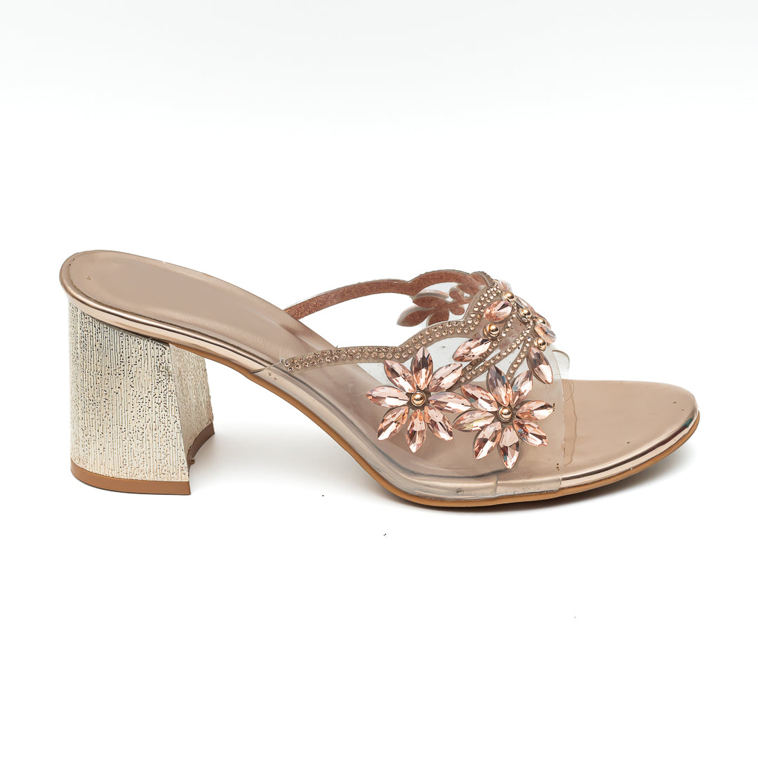 Embellished Embroidered Mules - Rosegold