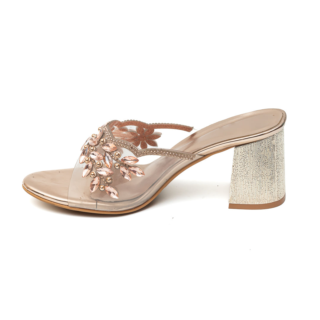 Embellished Embroidered Mules - Rosegold