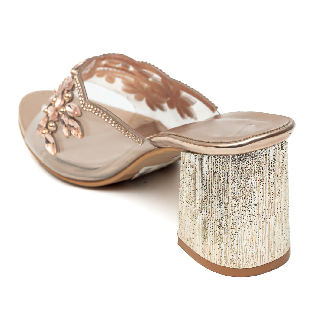 Embellished Embroidered Mules - Rosegold