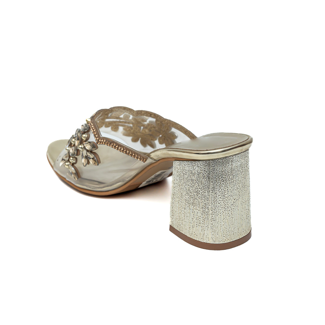 Embellished Embroidered Mules - Golden