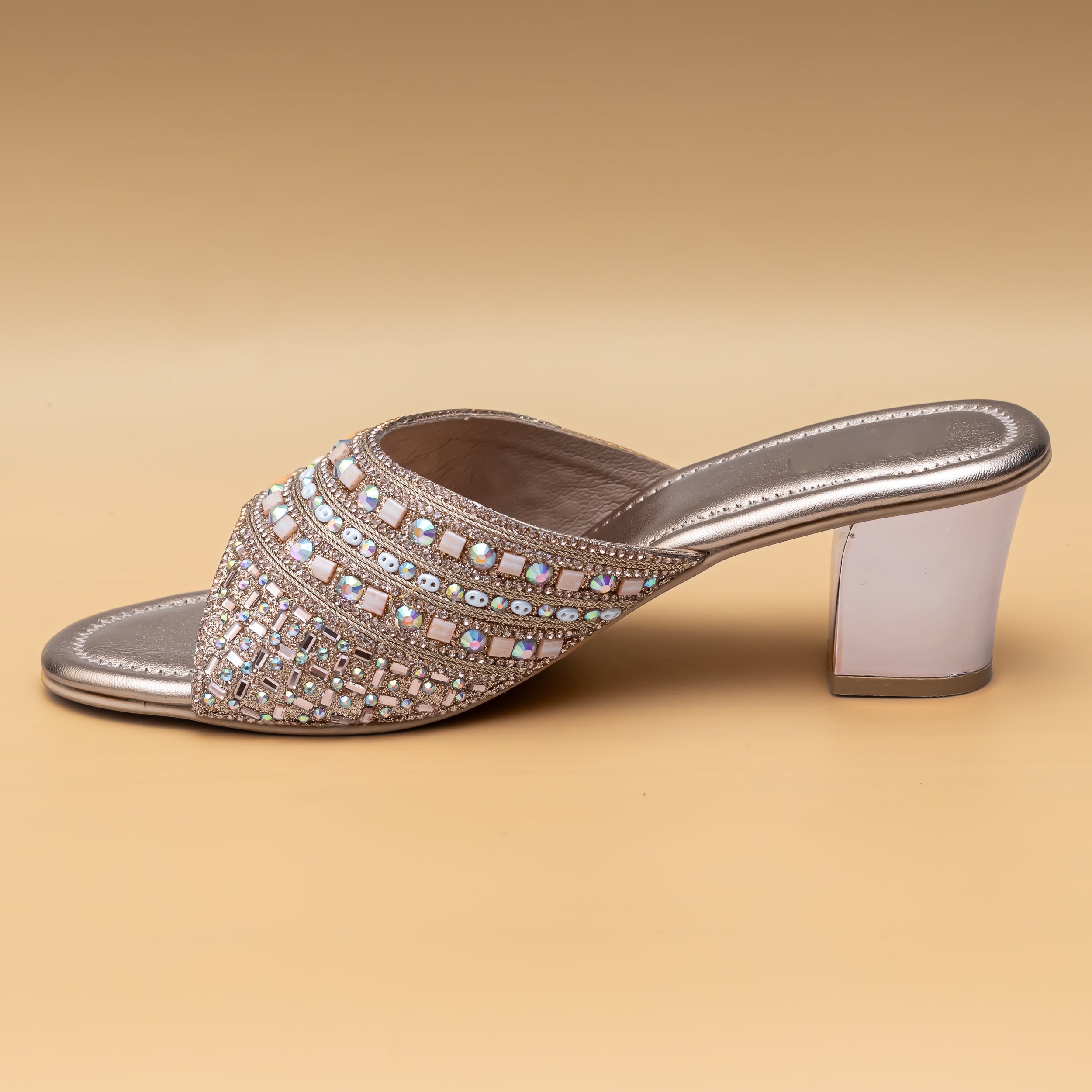 Embellished Strap Heel - Rose Gold