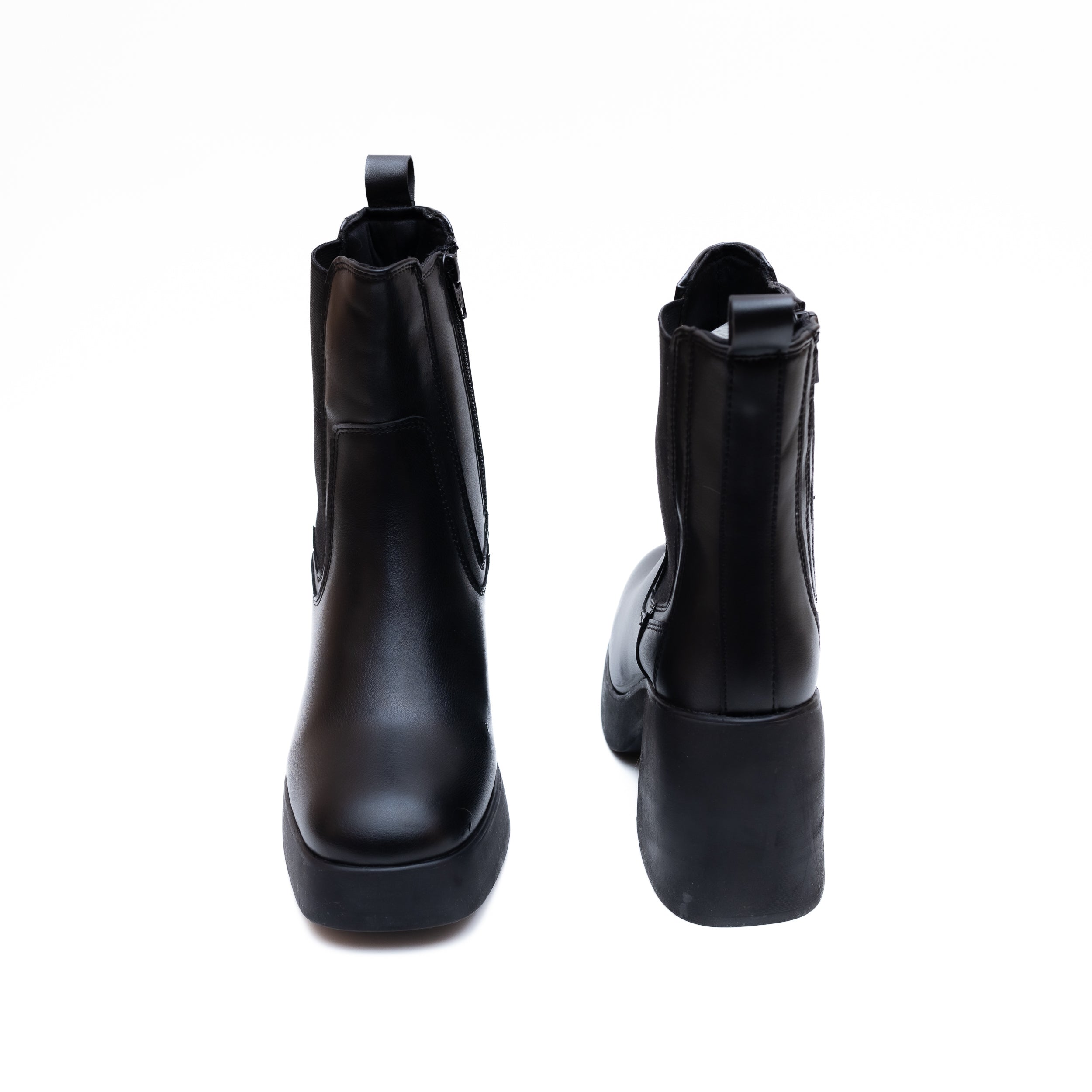 Chelsea Block Heel Boots - Black