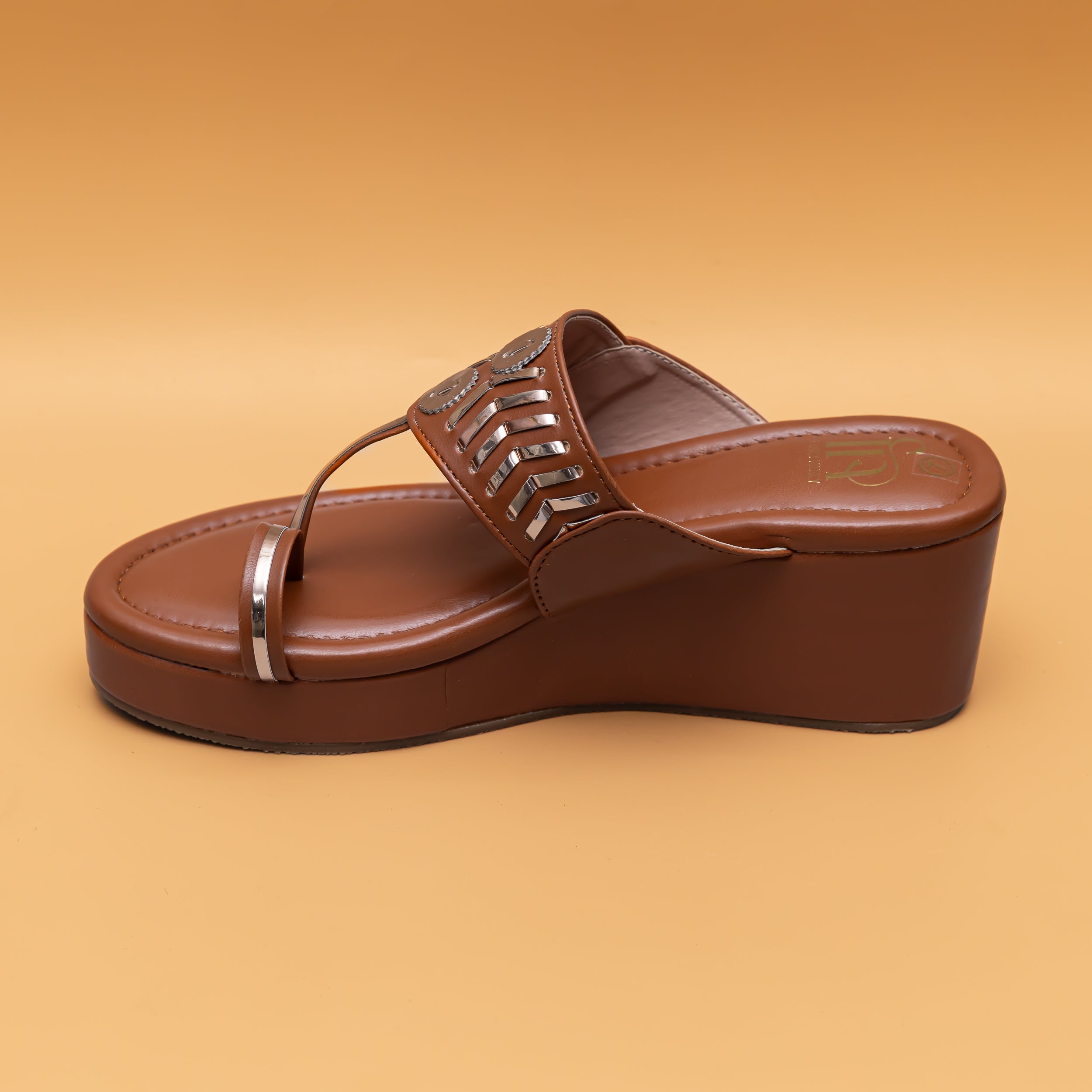 Designer Kolhapuri Platforms - Tan