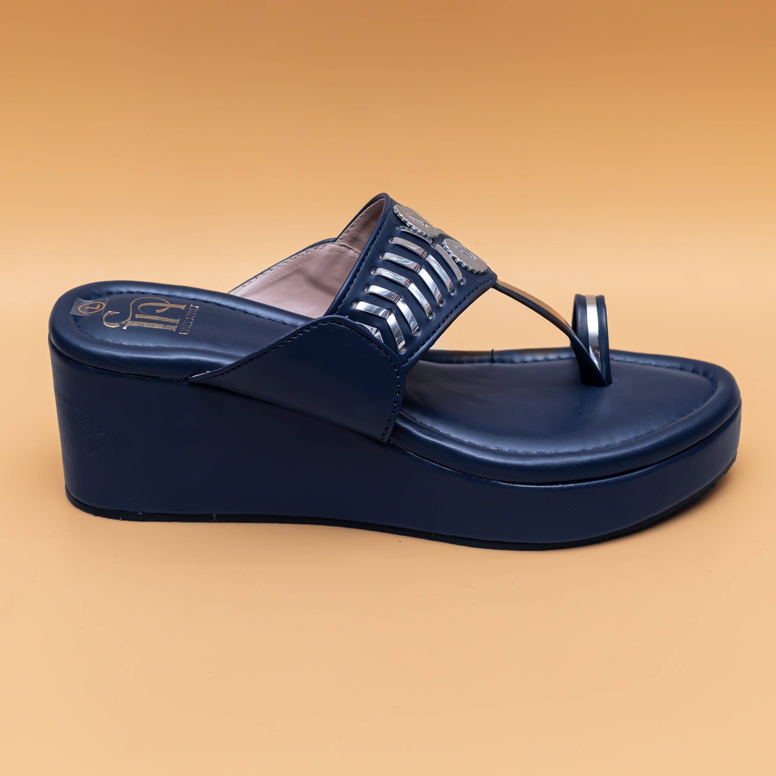 Designer Kolhapuri Platforms - Navy Blue