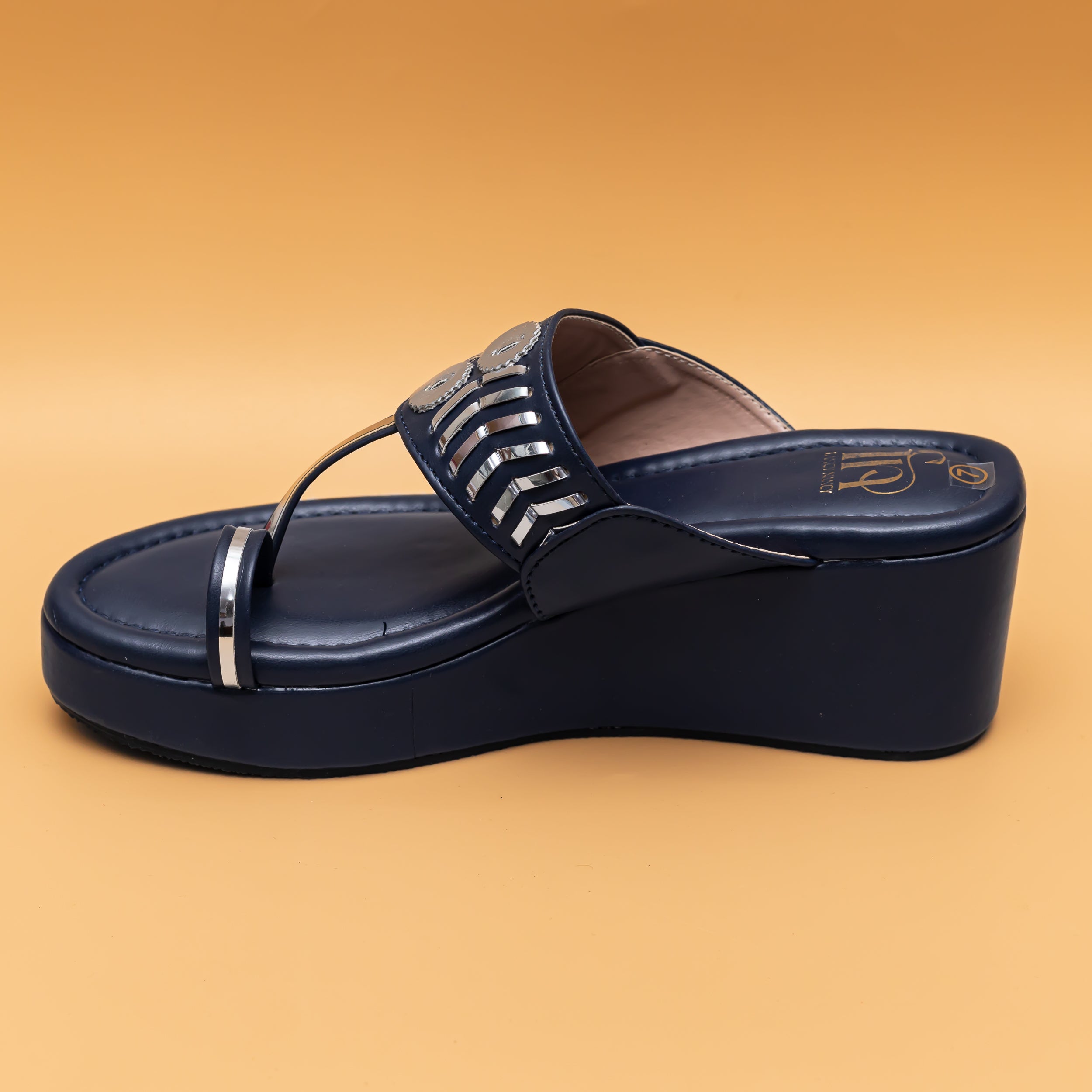 Designer Kolhapuri Platforms - Navy Blue