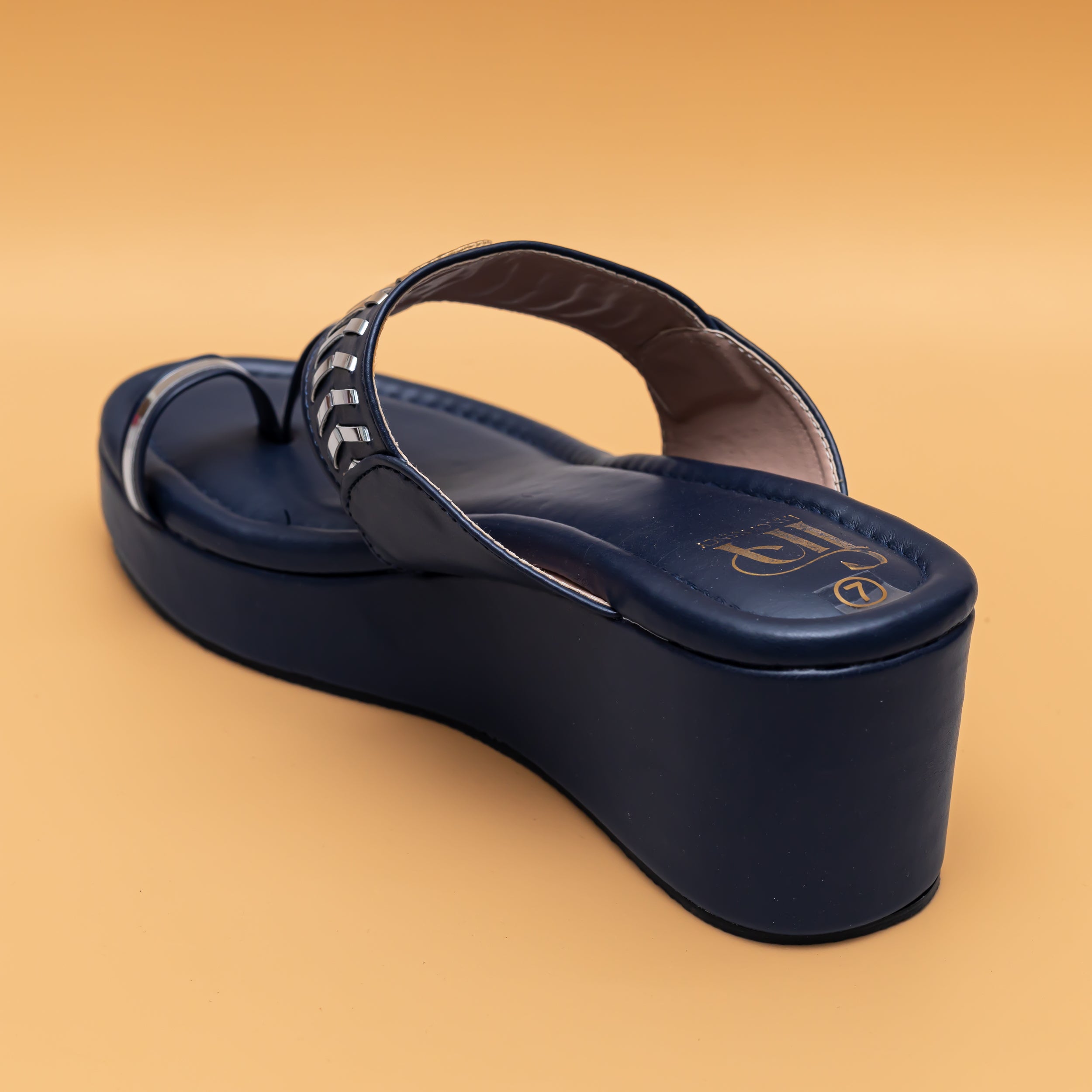 Designer Kolhapuri Platforms - Navy Blue