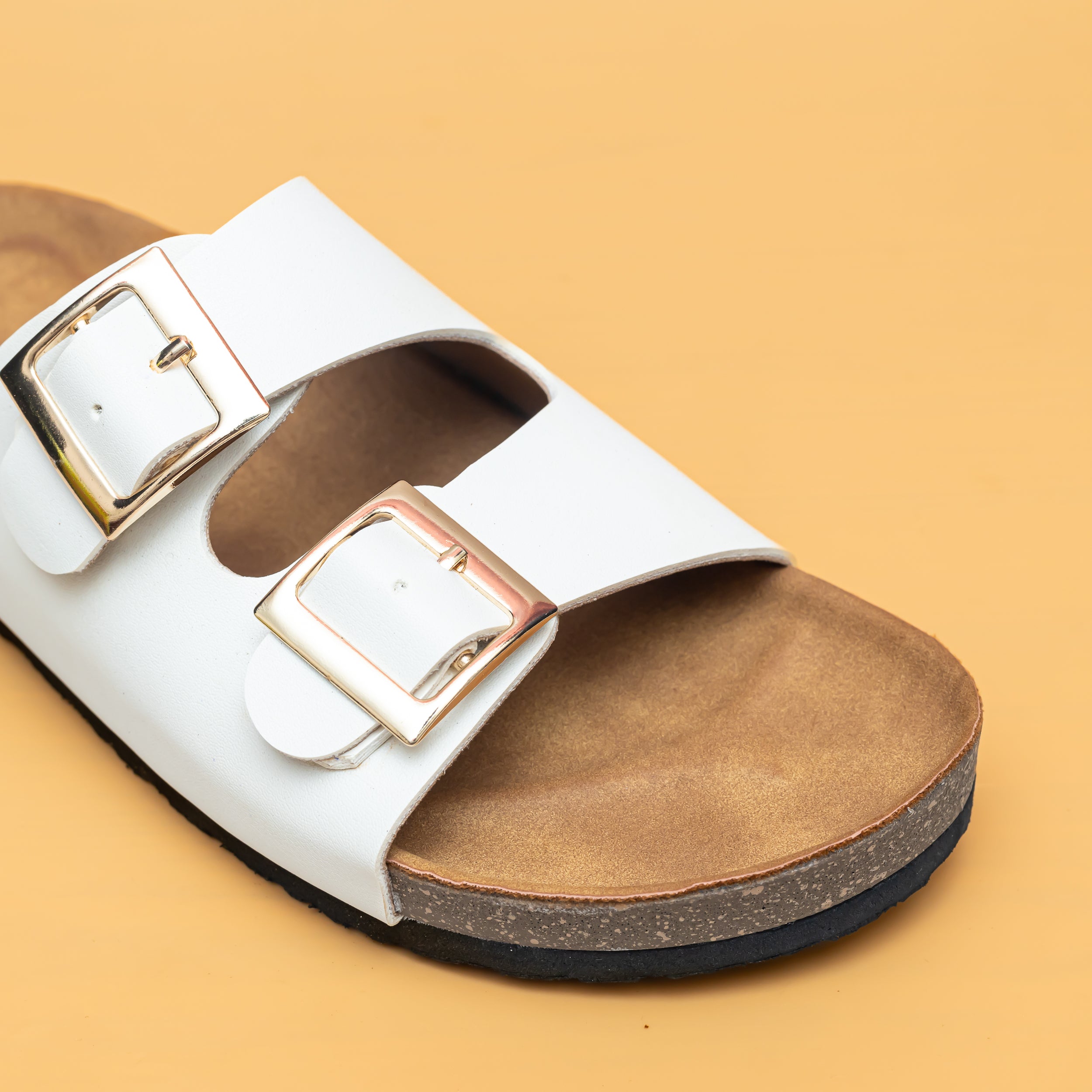 Buckle Strap Sliders - White