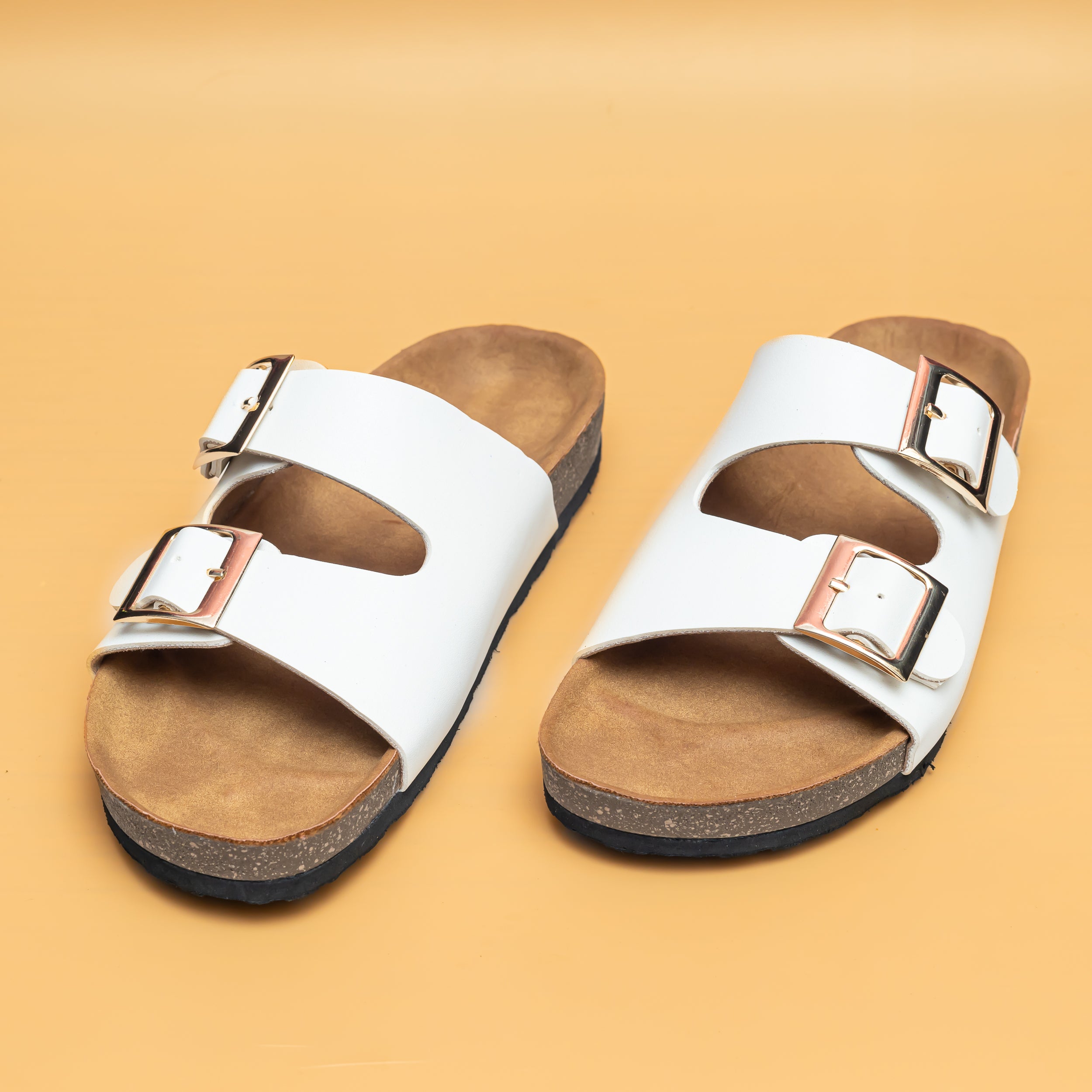 Buckle Strap Sliders - White