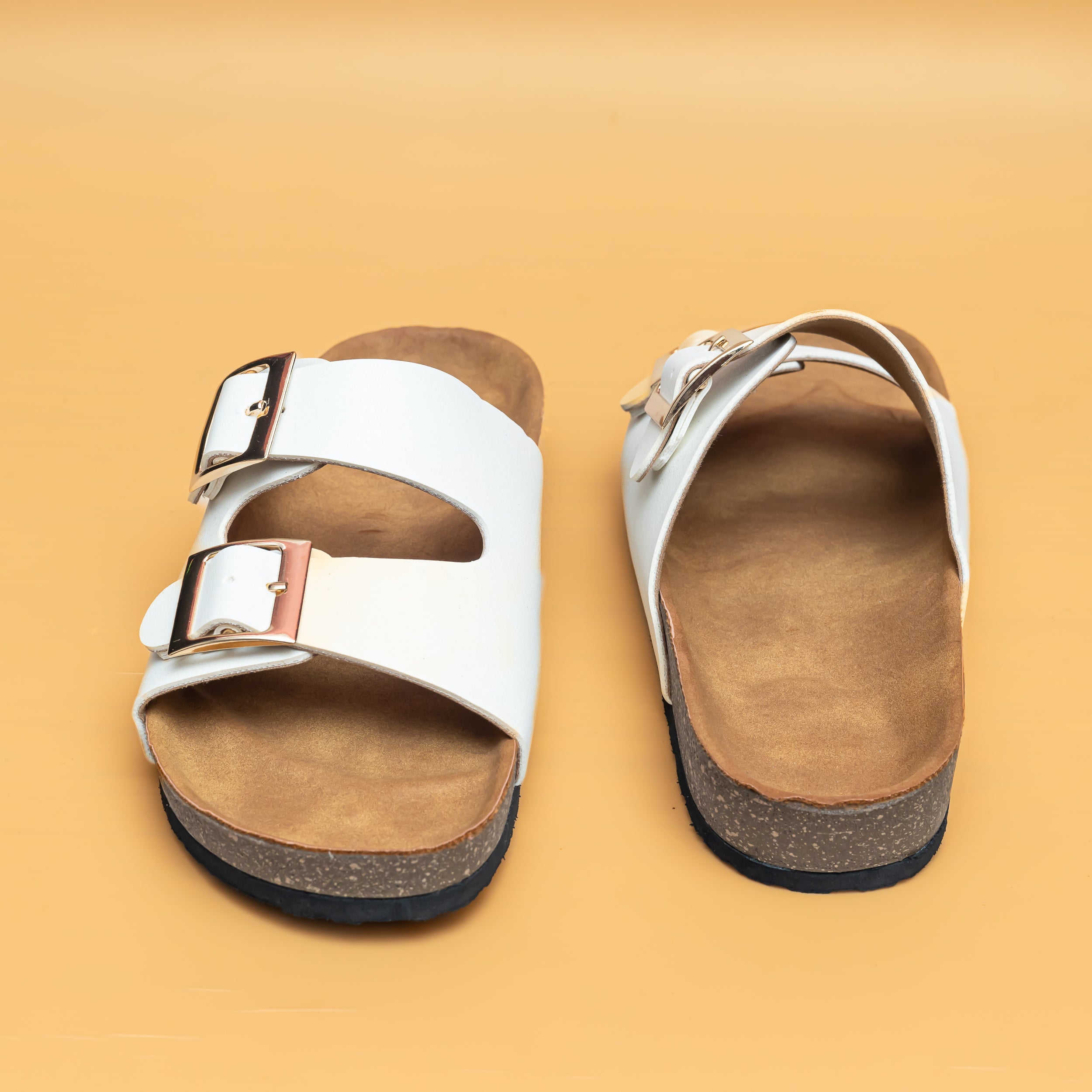 Buckle Strap Sliders - White