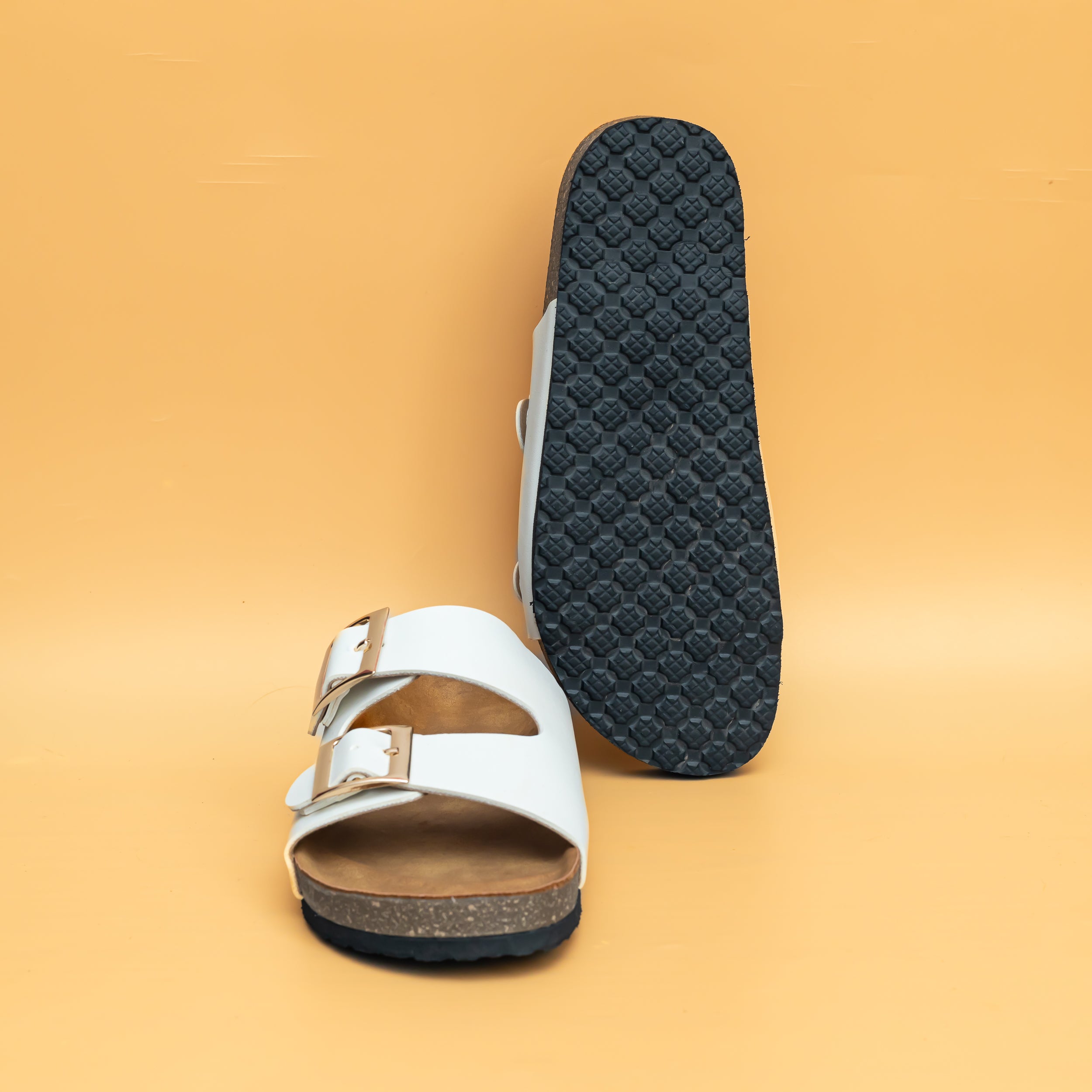 Buckle Strap Sliders - White