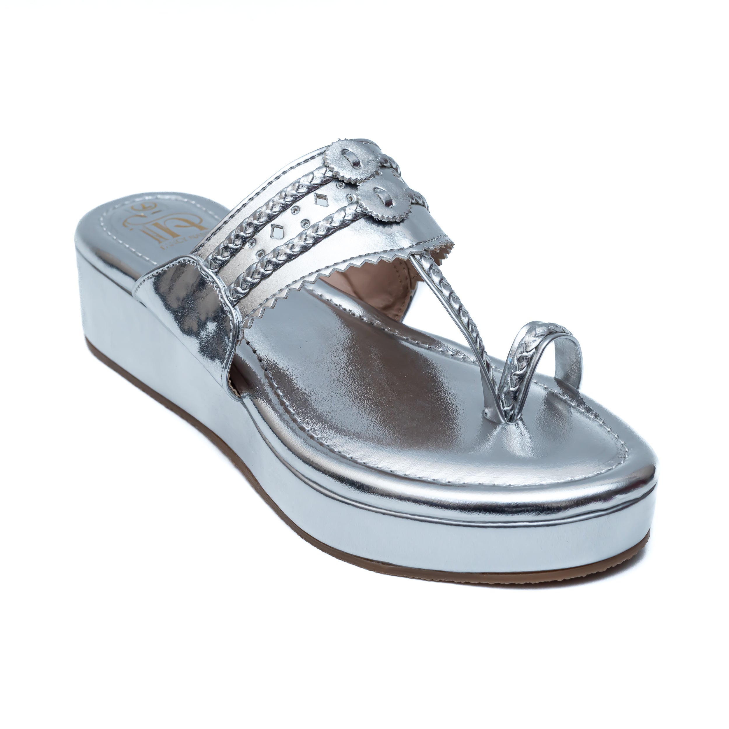 Traditional Kolhapuri Platforms - Silver