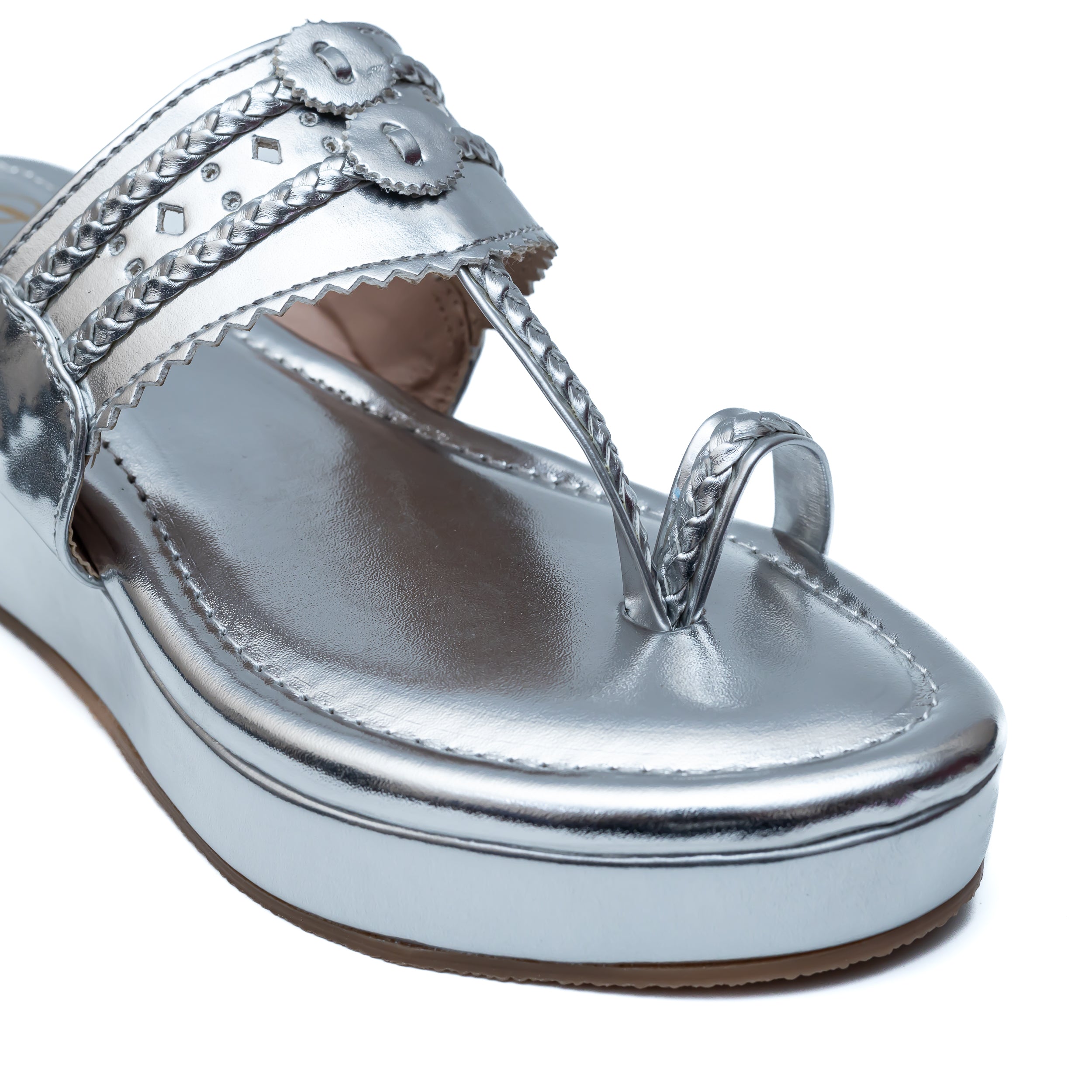 Traditional Kolhapuri Platforms - Silver