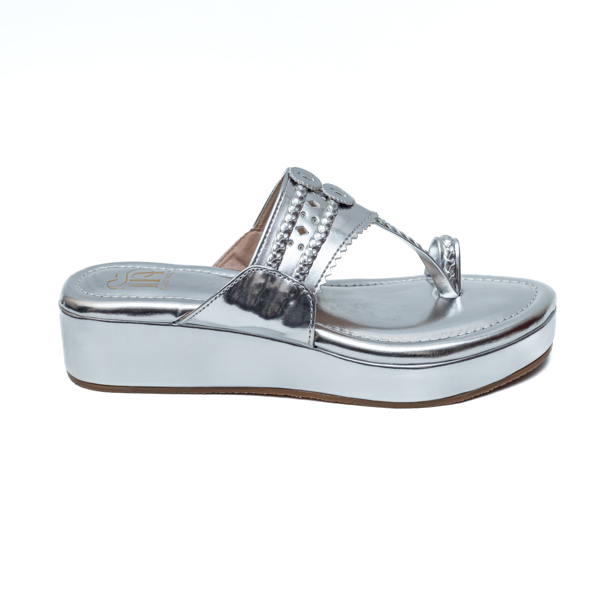 Traditional Kolhapuri Platforms - Silver