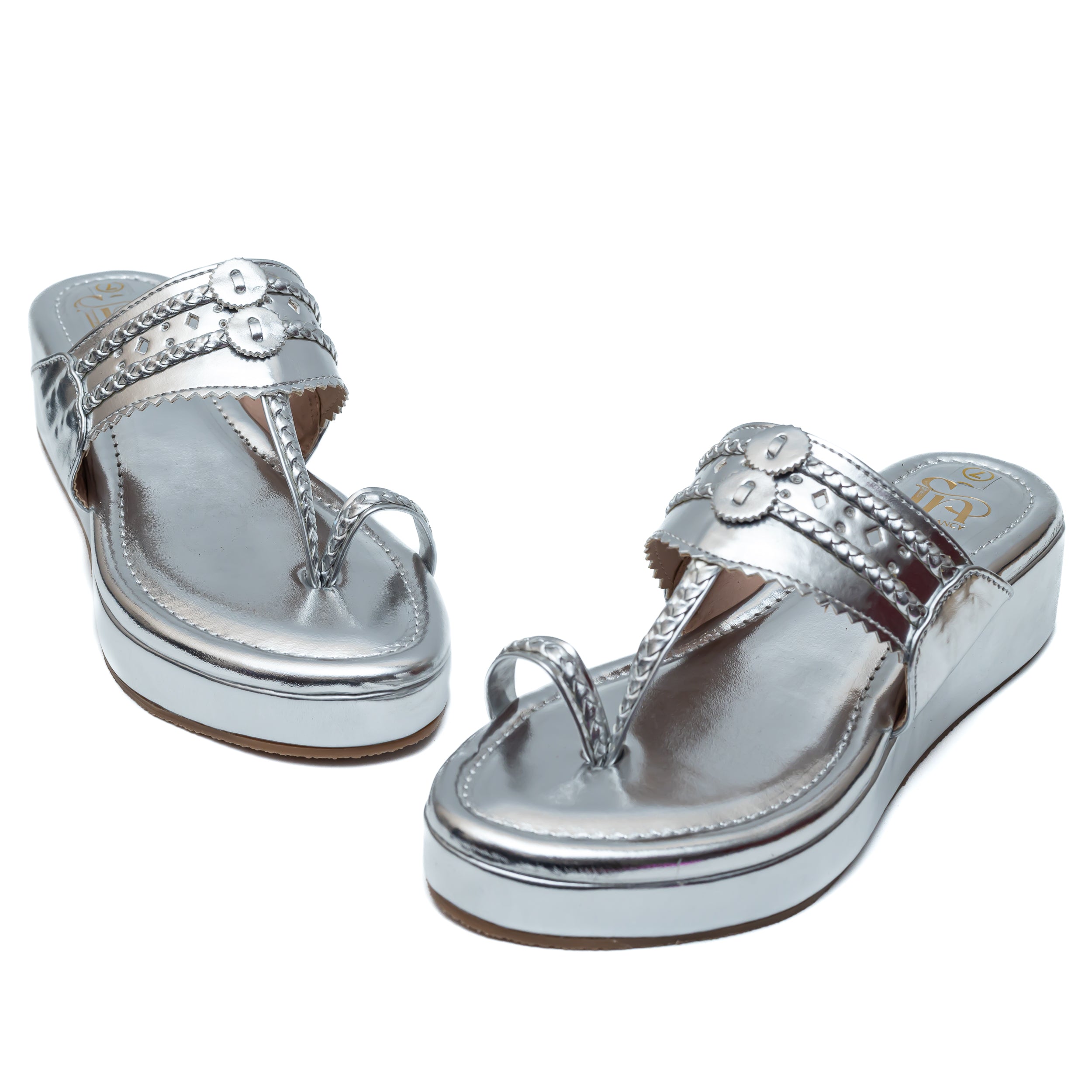 Traditional Kolhapuri Platforms - Silver