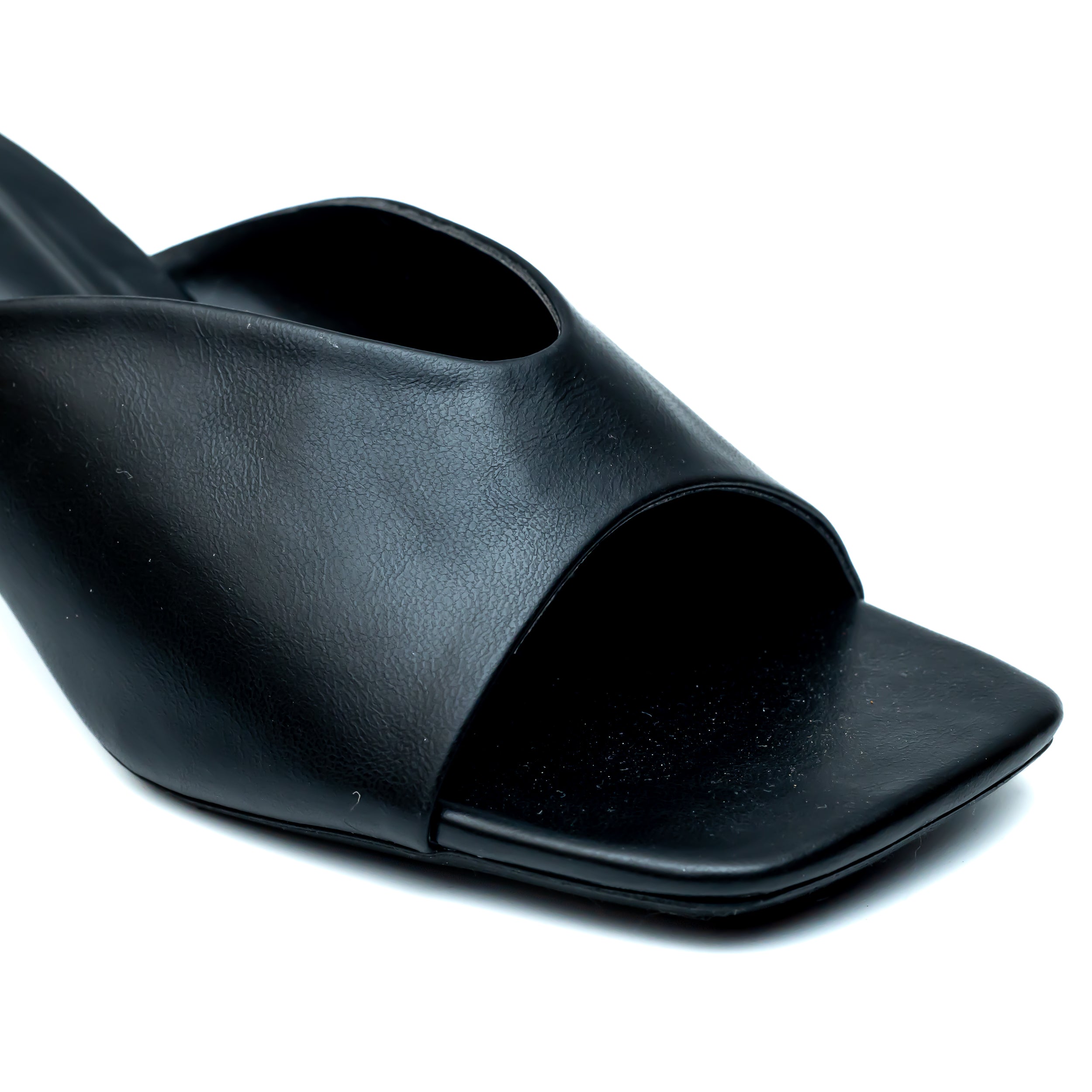 Open Toe Mules - Black