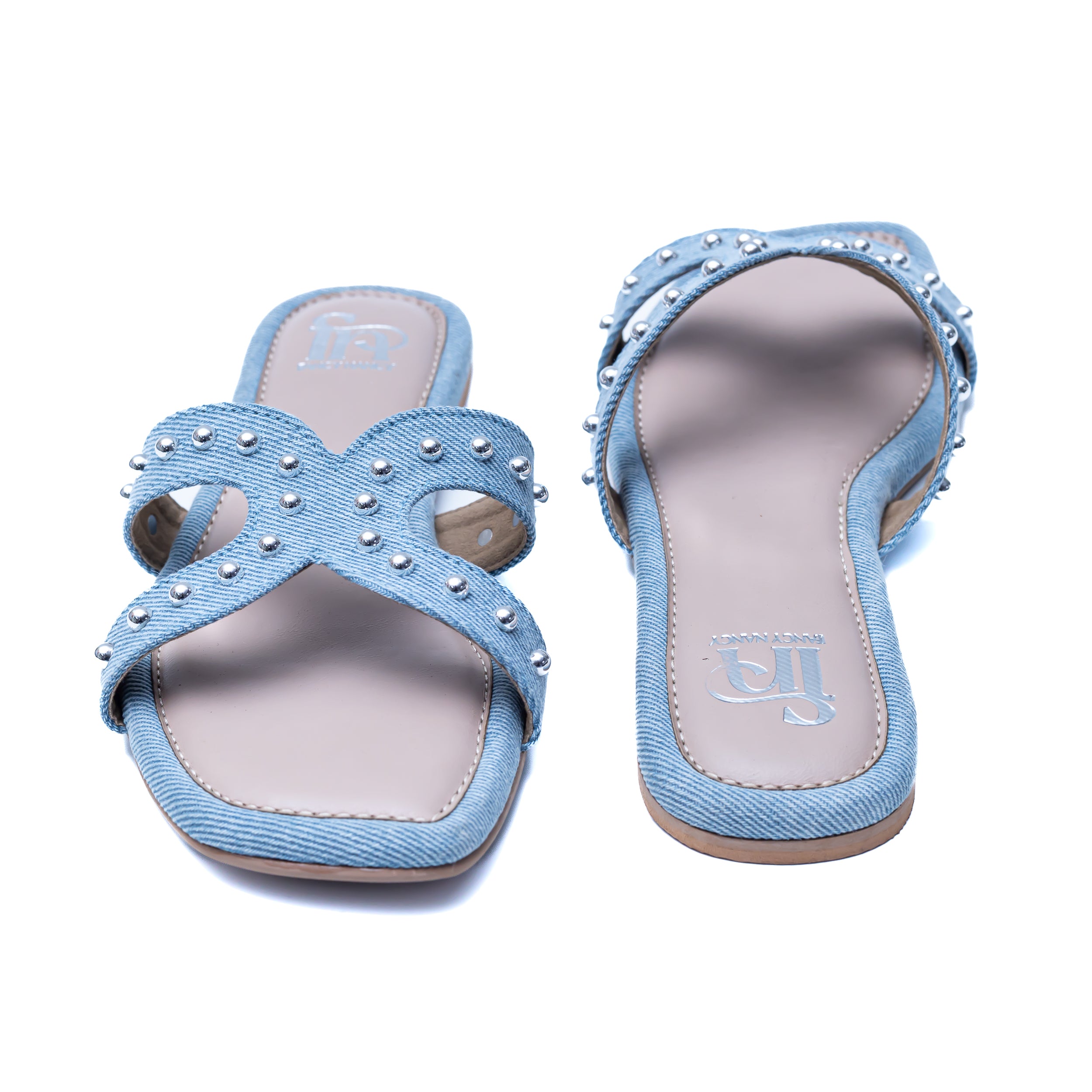 Studded H Flats - Sky Blue