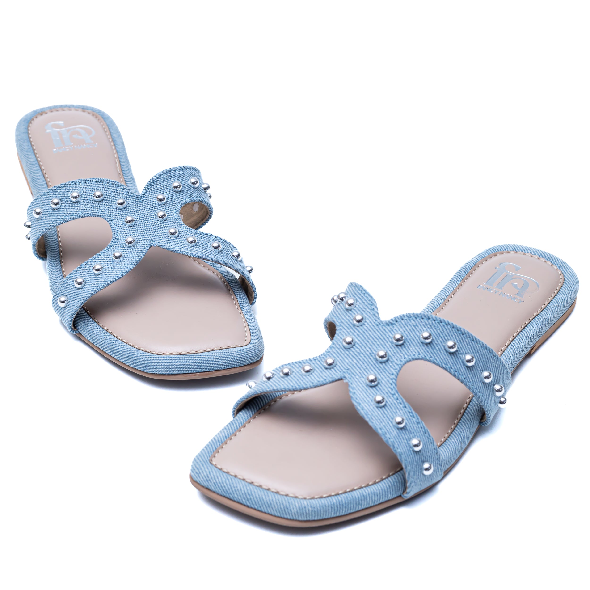 Studded H Flats - Sky Blue