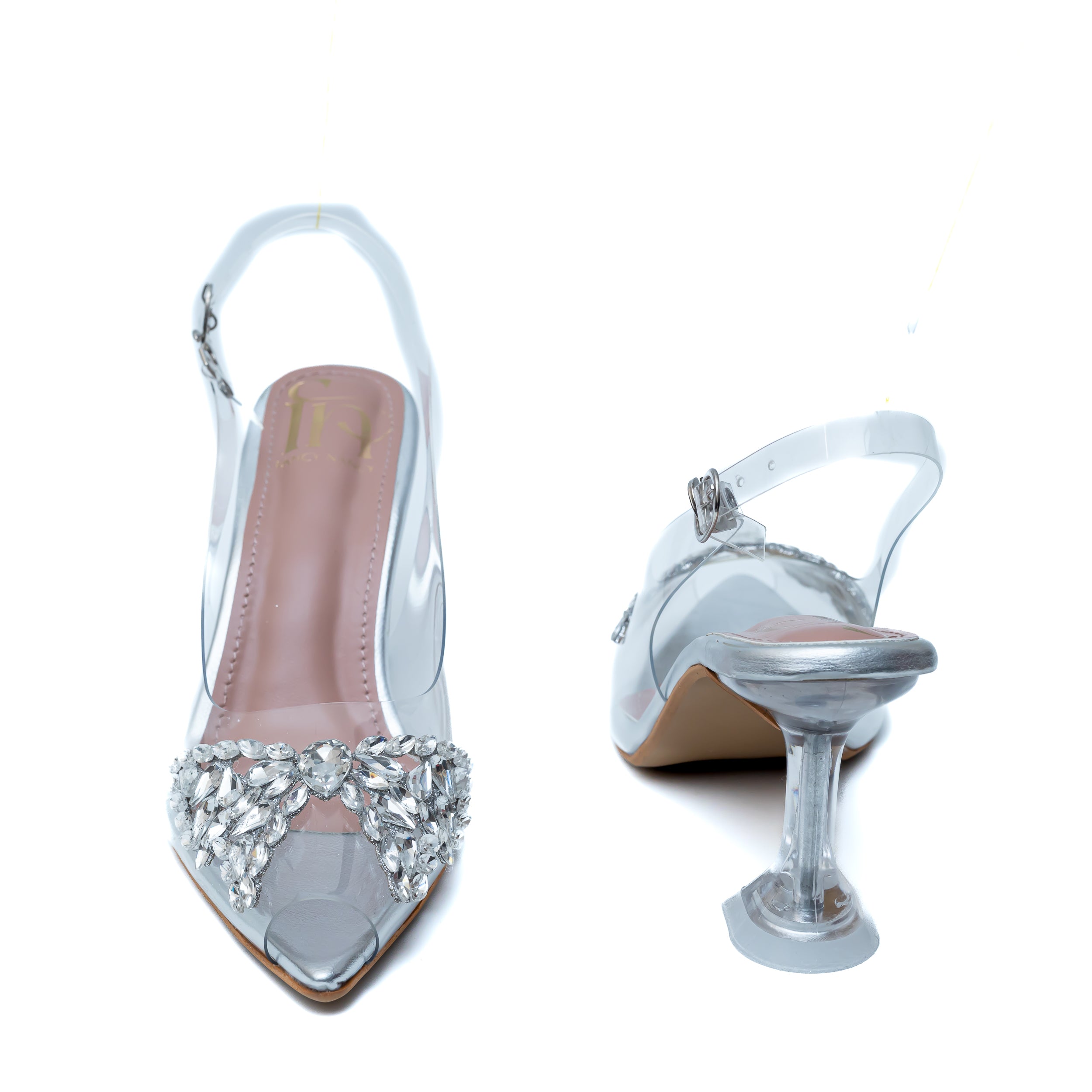 Butterfly Broach Heels - Silver