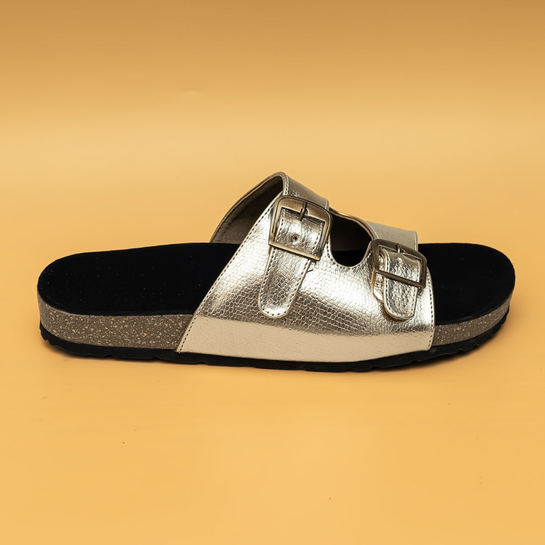 Metallic Buckle Sliders - Golden