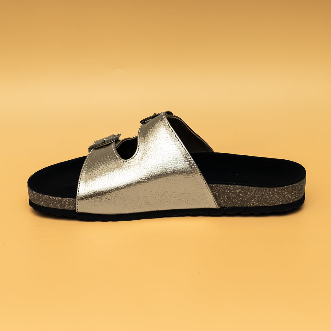 Metallic Buckle Sliders - Golden