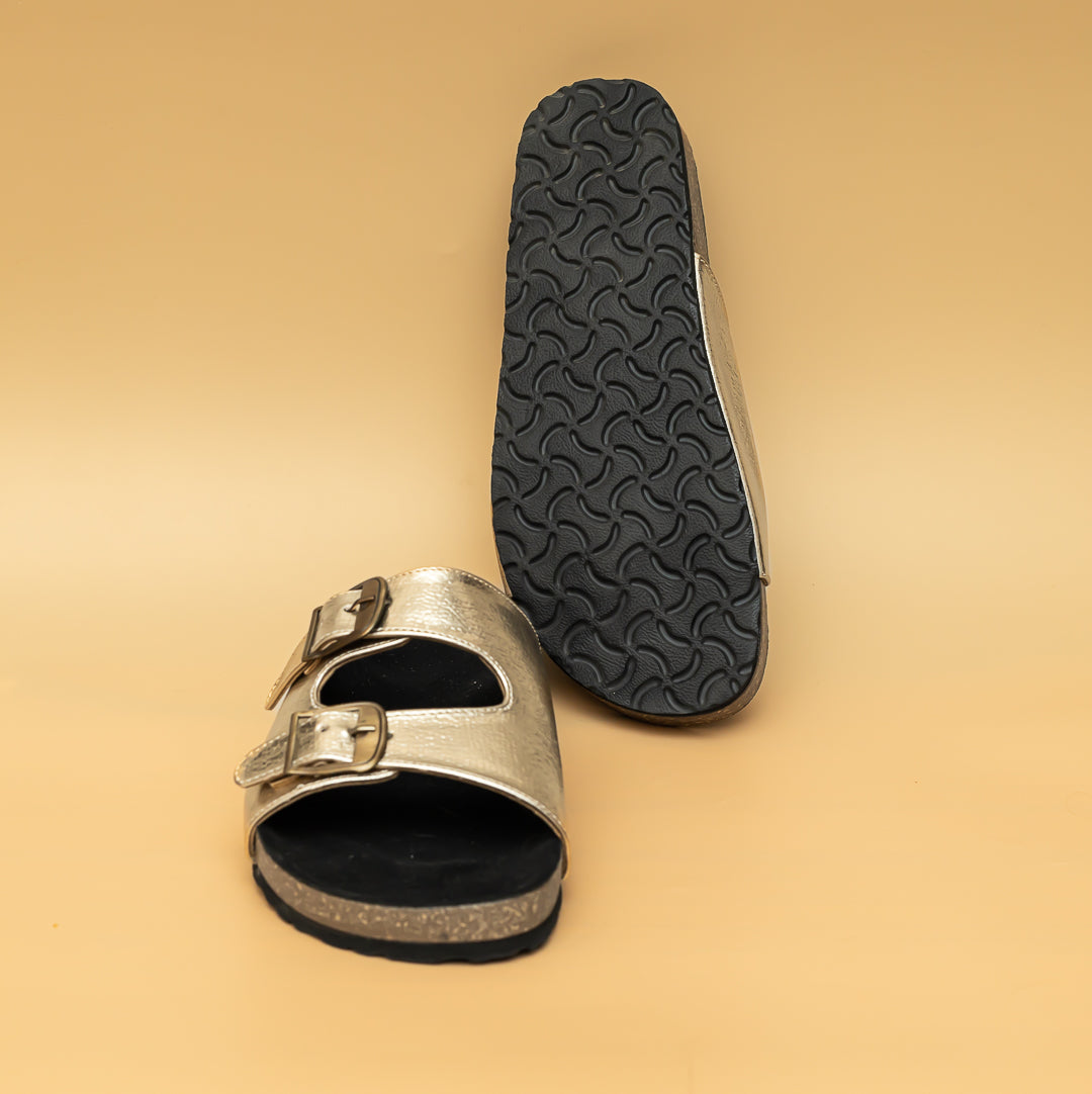 Metallic Buckle Sliders - Golden