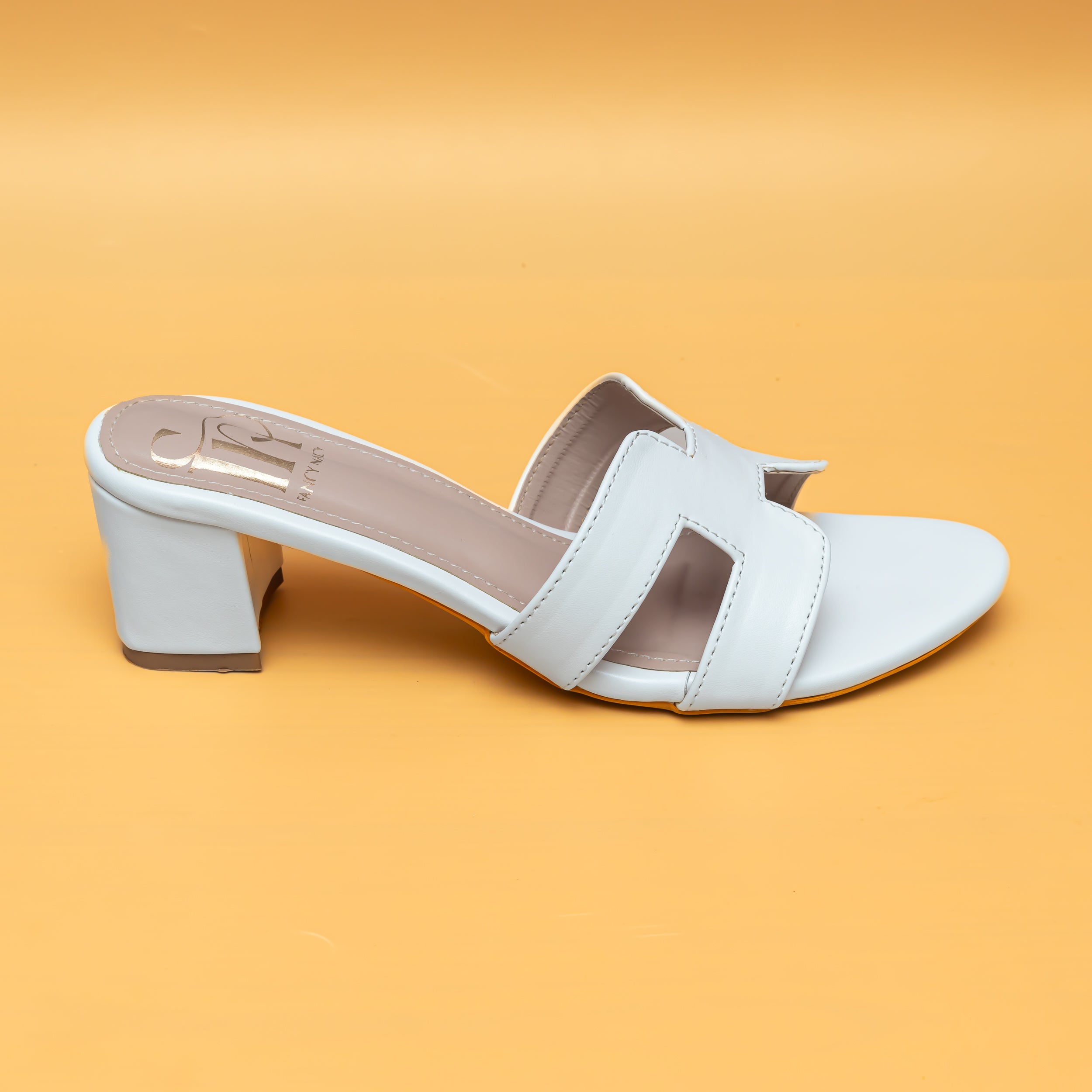 H Style Mules - White