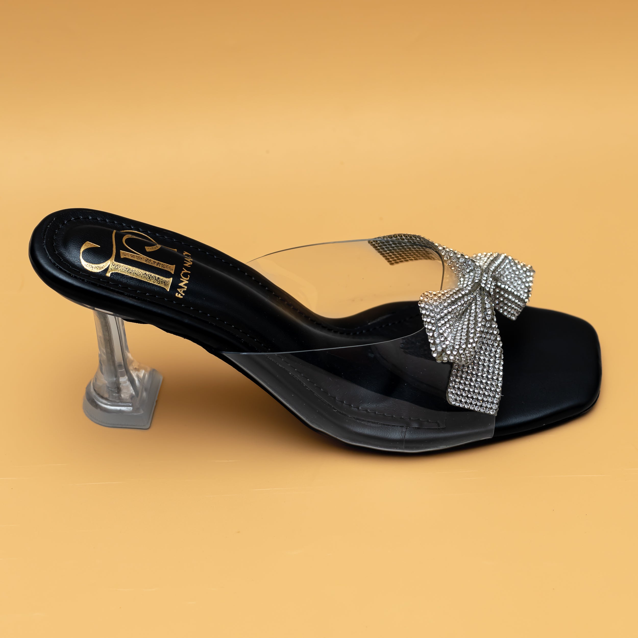 Shimmer Bow Heels - Black