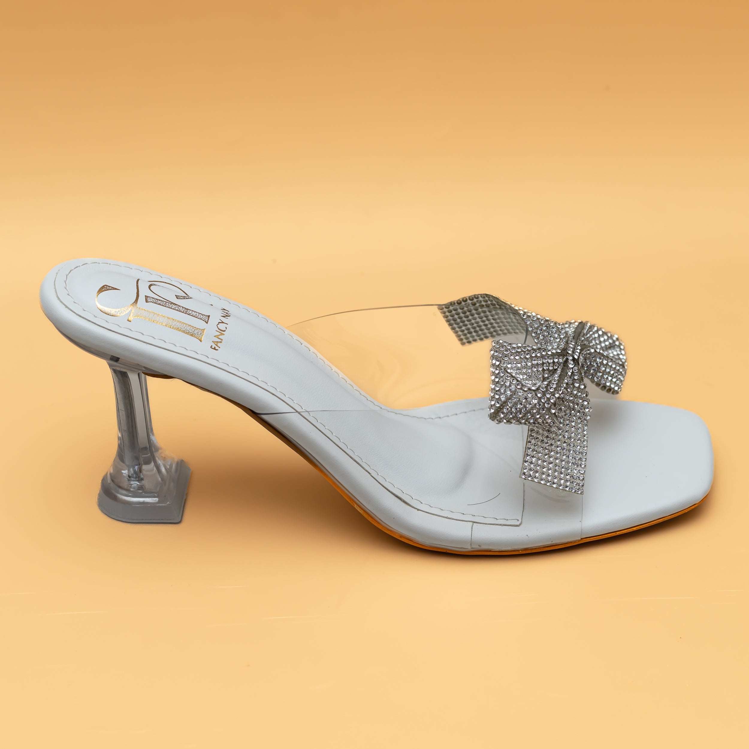 Shimmer Bow Heels - White