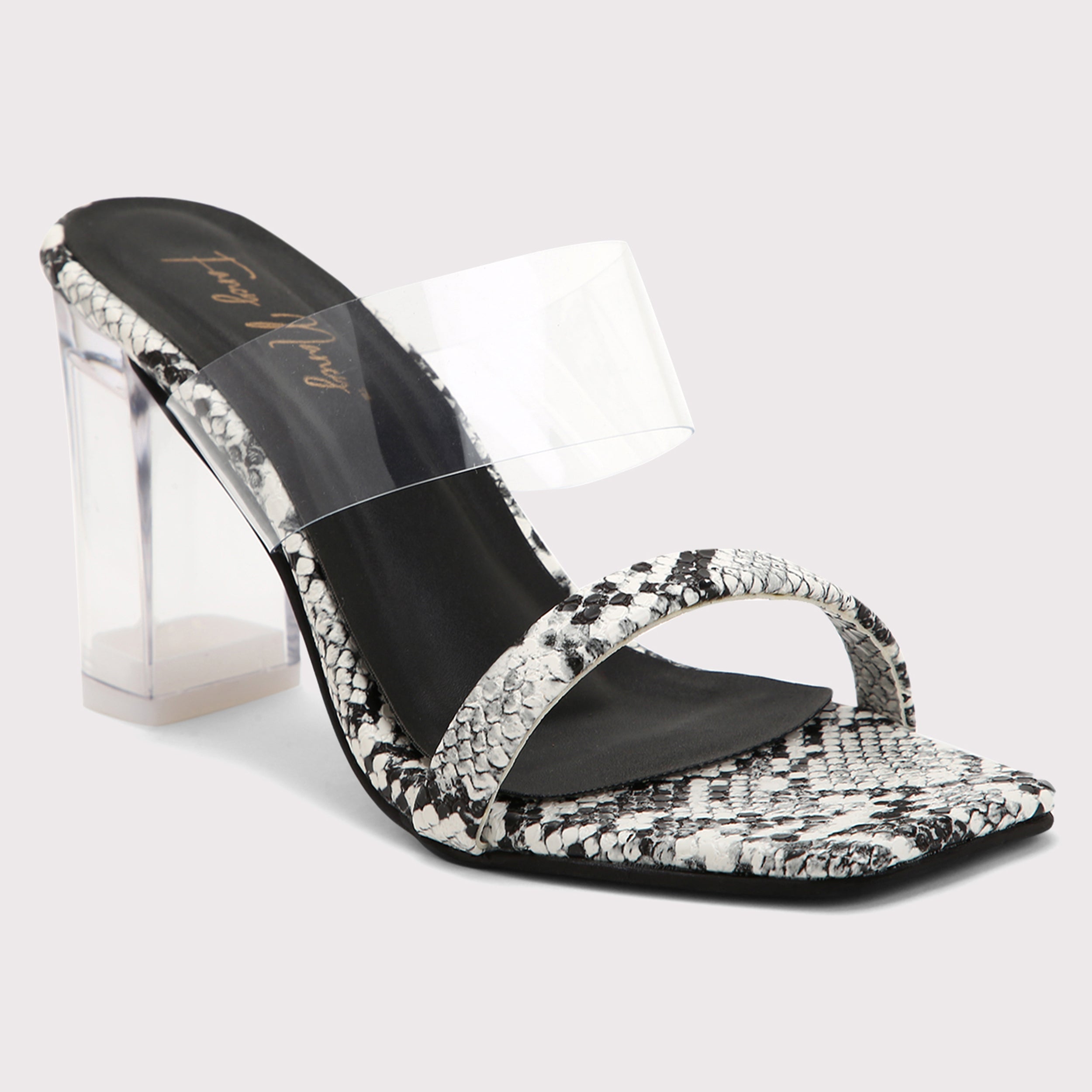 Amazon.com | Dunes Women's Nellie Lucite Heel Sandal +Memory Foam, Clear 6  | Heeled Sandals