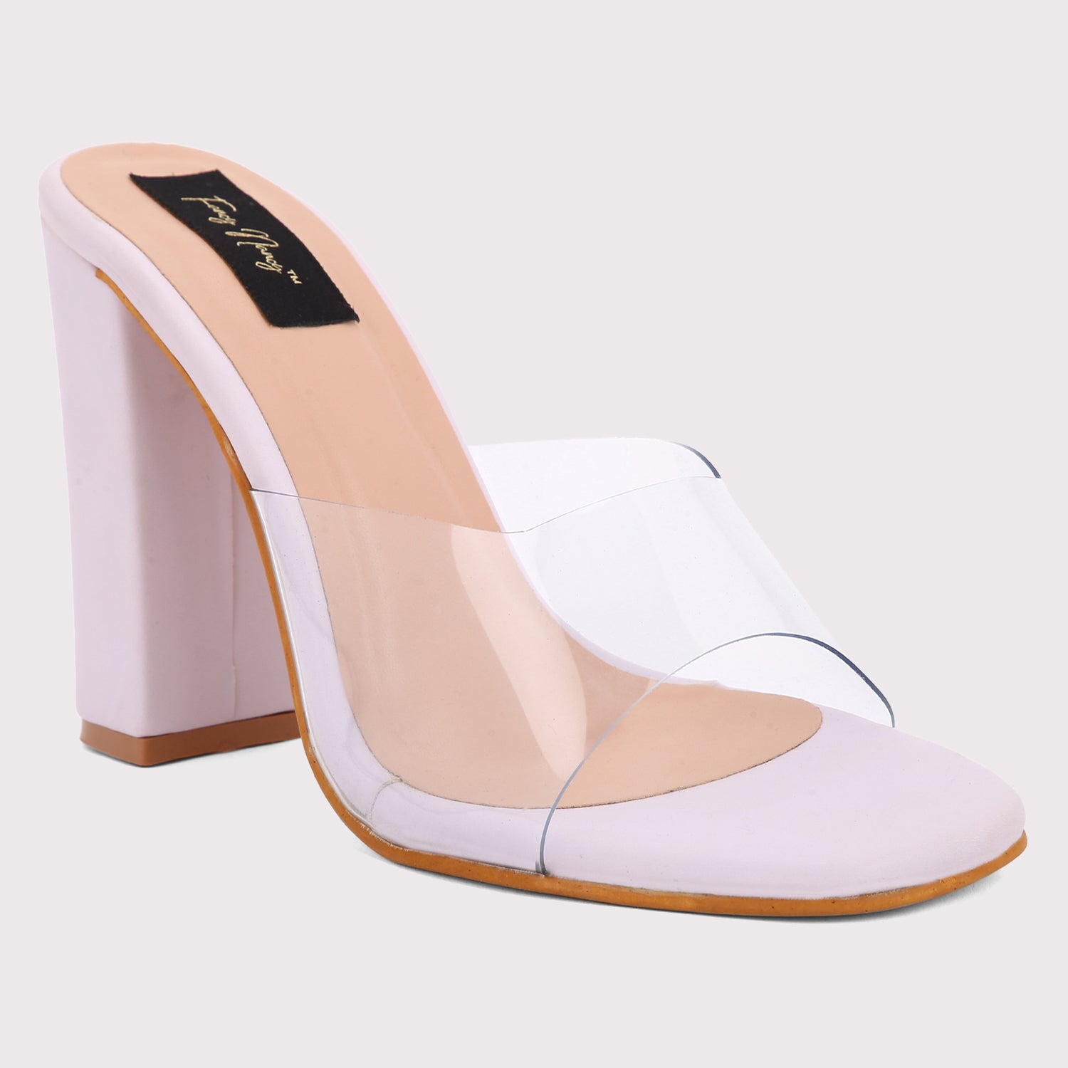 Clear strap outlet mules