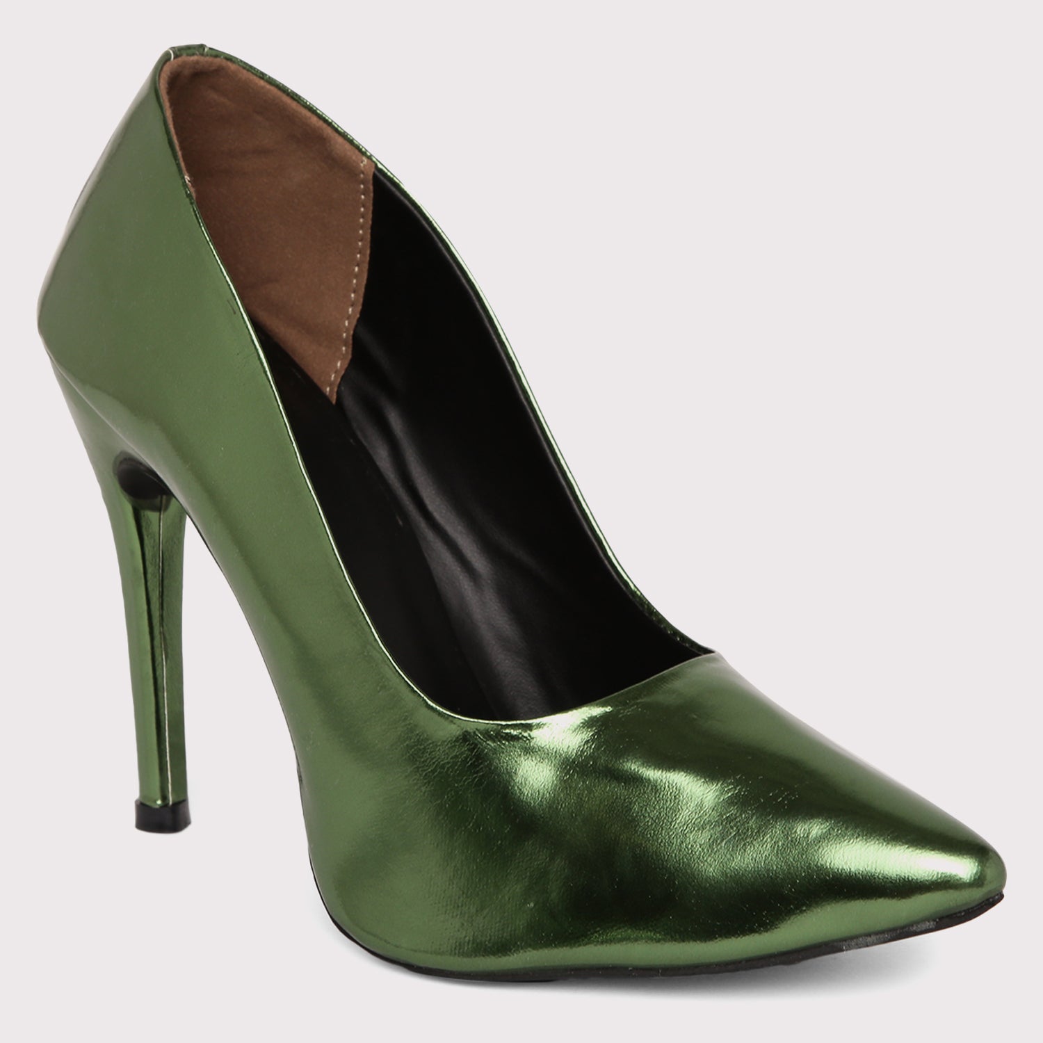 12cm Black Green Gradient Color Women Pointy Toe Glossy Stiletto Pumps Sexy  Ladies 12cm High Heel