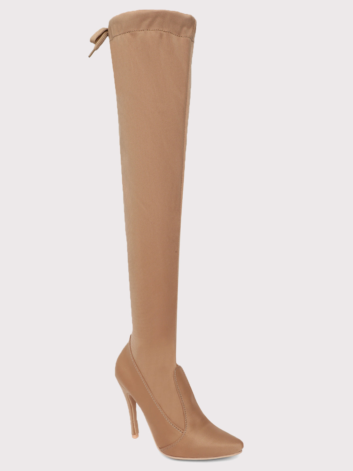 Knee High Stiletto Boots - Tan