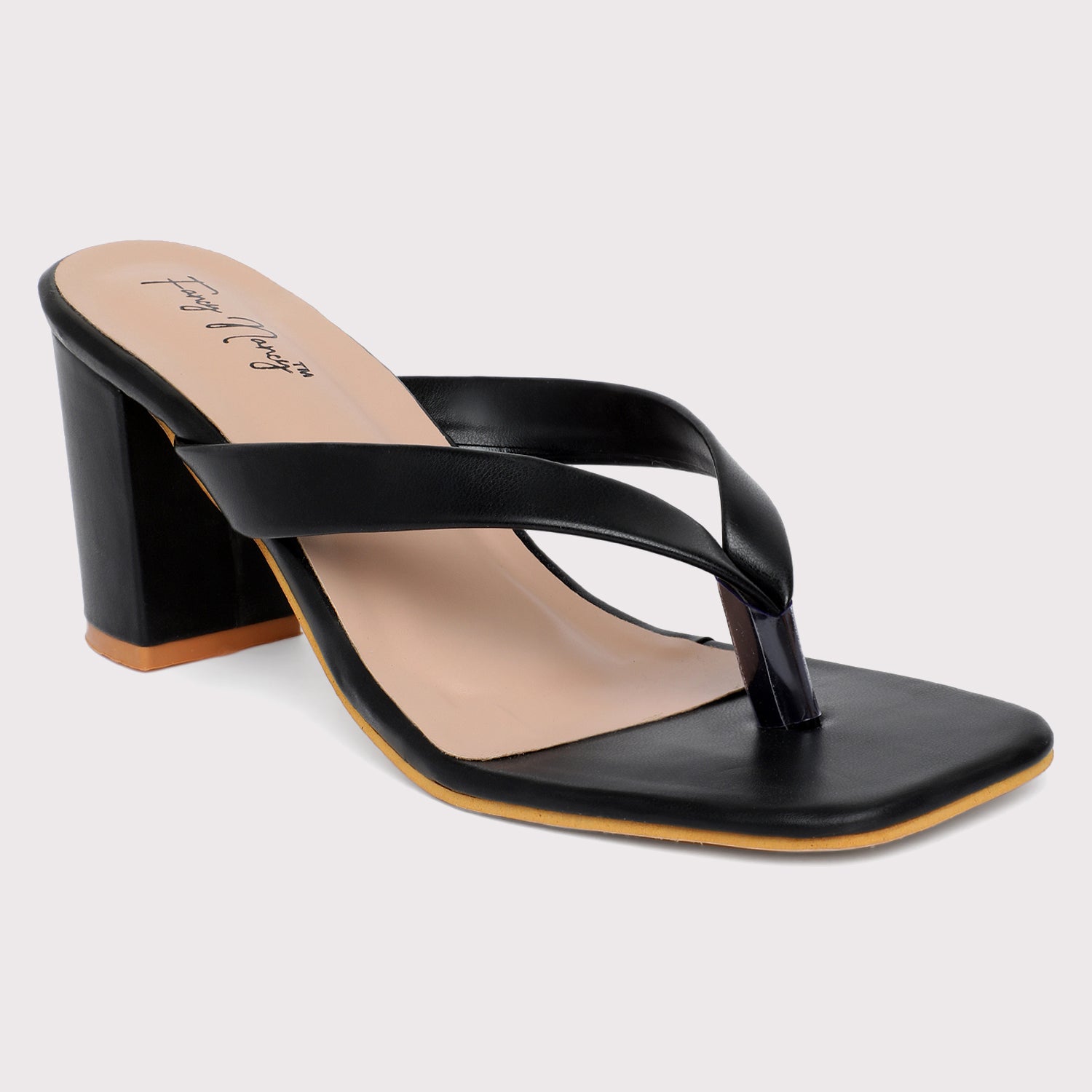 V Straps Sandals - Black