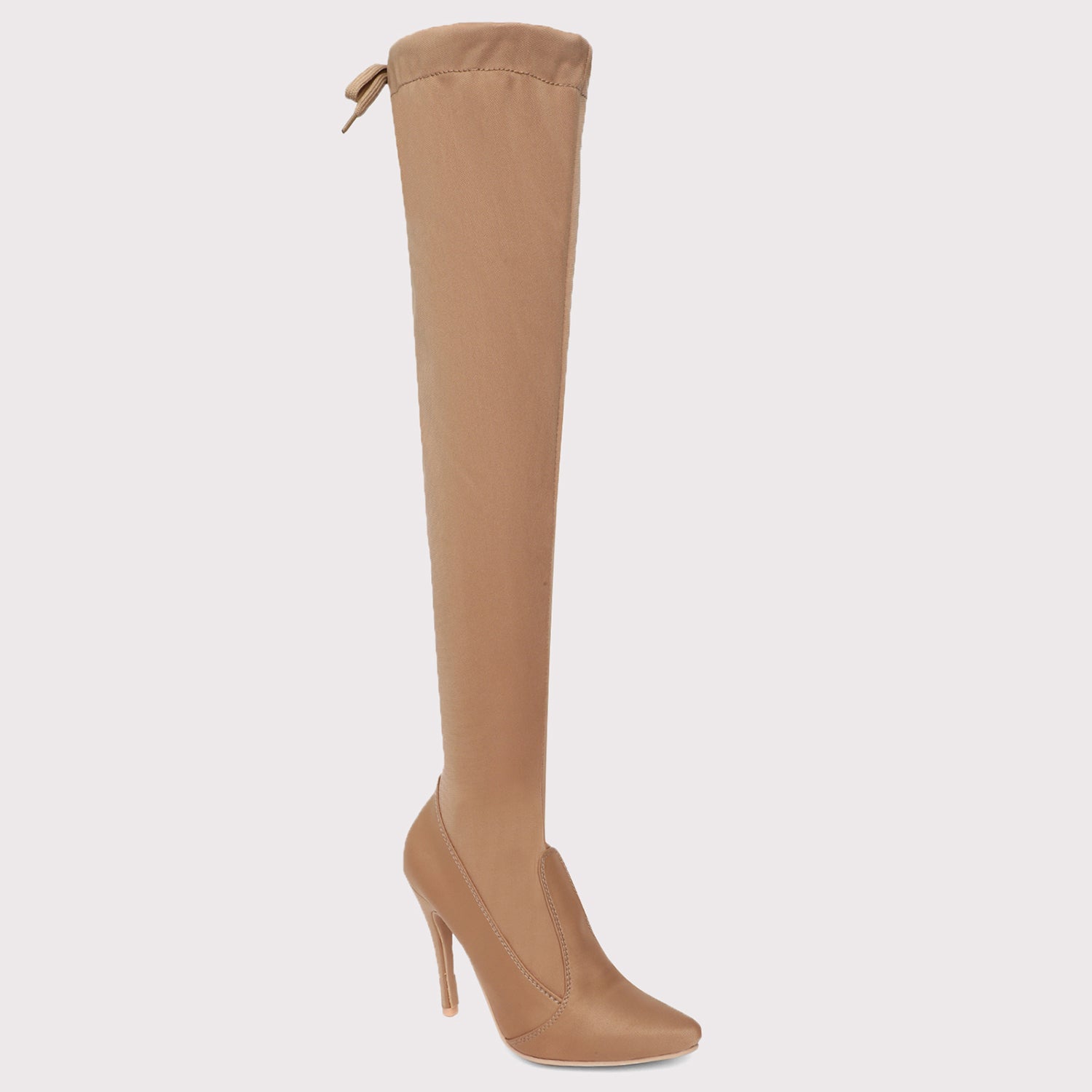 Knee High Stiletto Boots - Tan