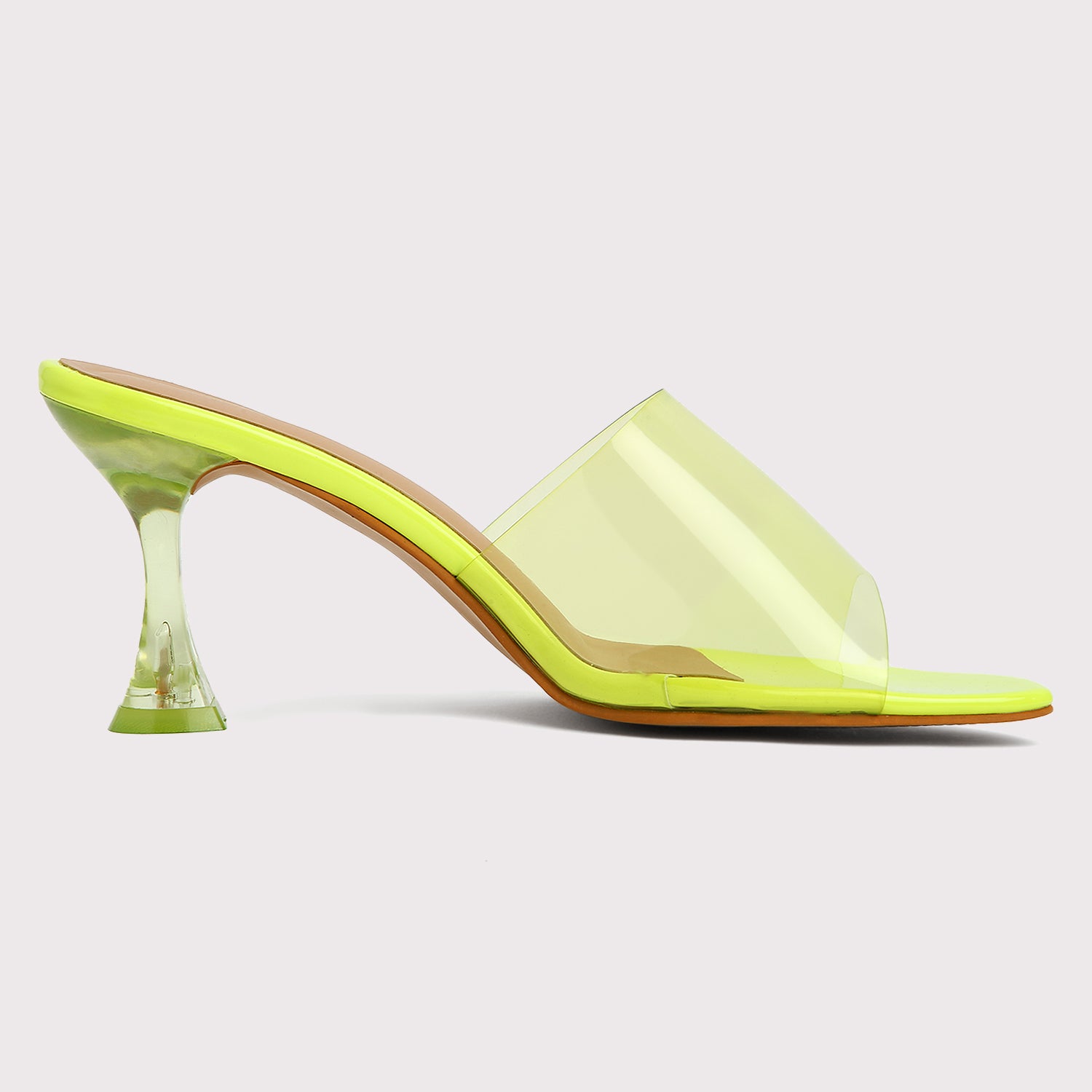 Clear Strap Stilettos - Neon Green